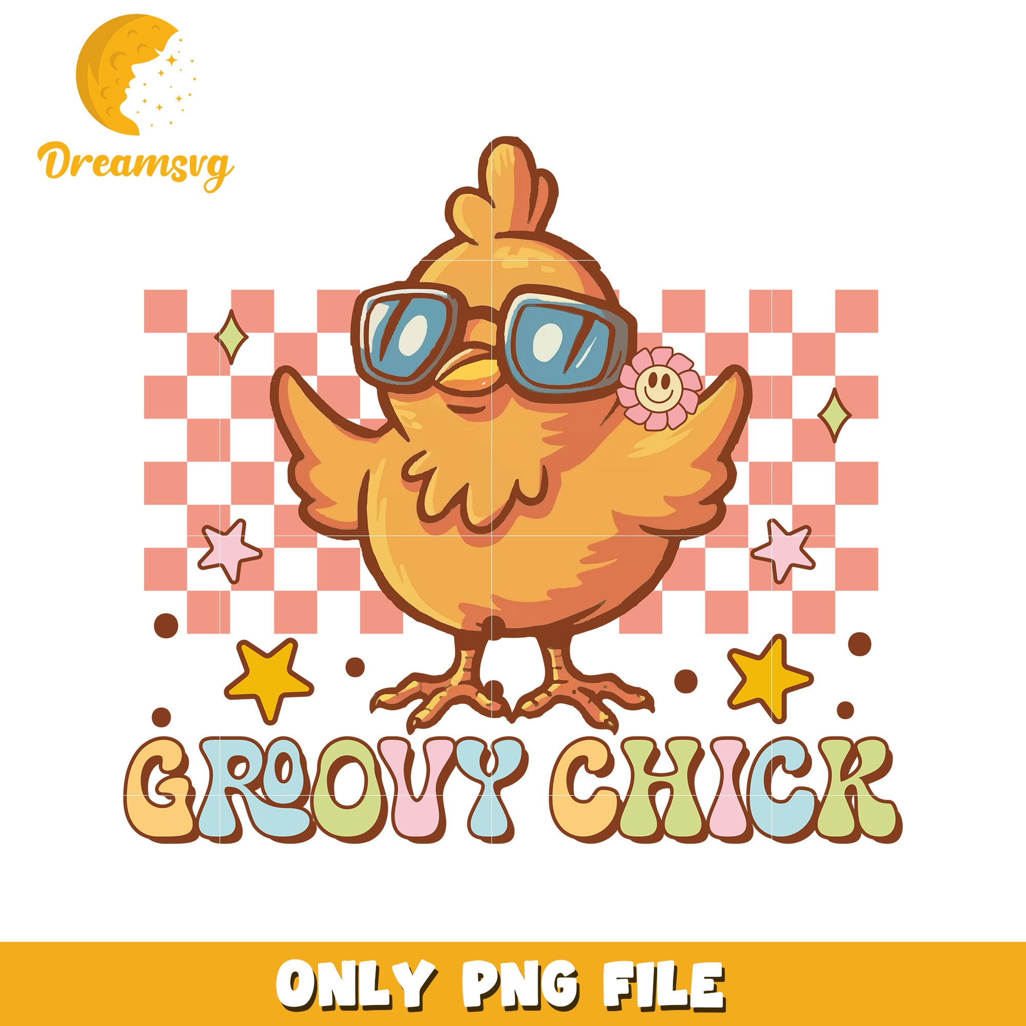 Groovy Chick Cute Cartoon PNG Artwork for Fun Designs