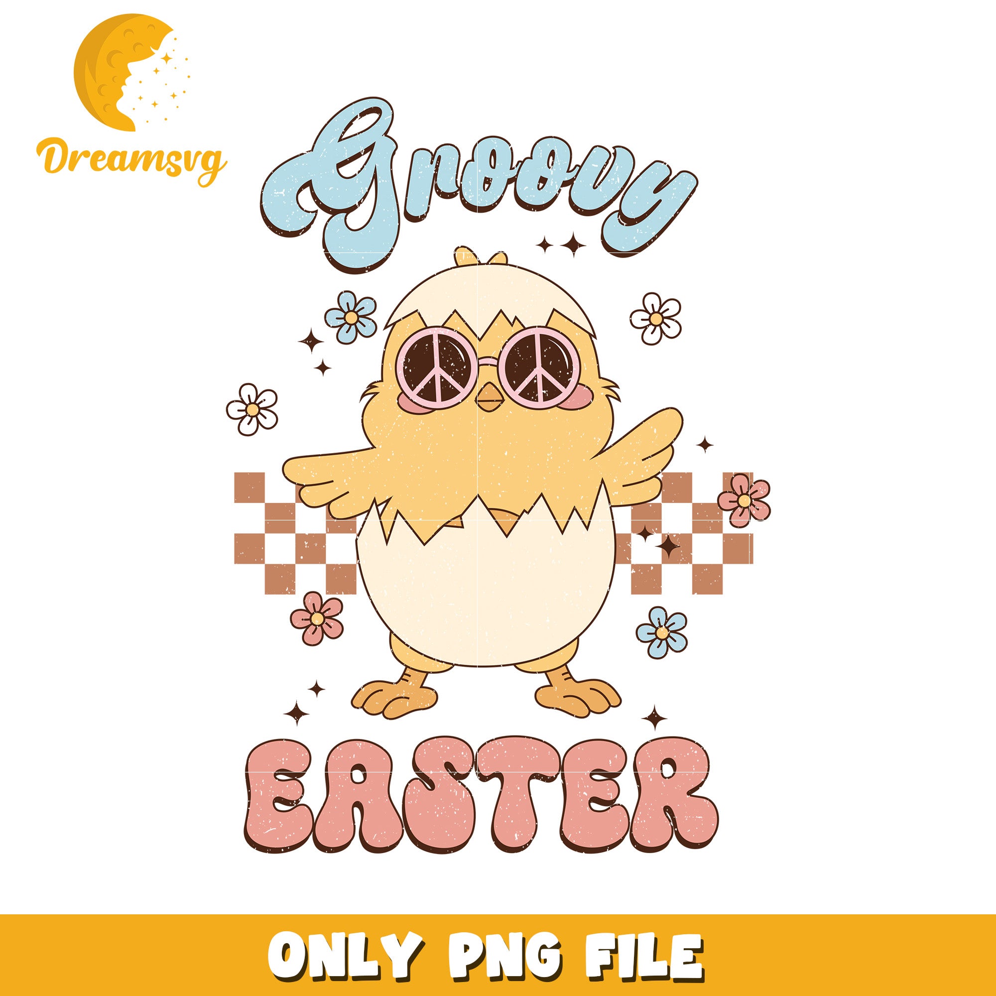 Groovy Easter Chick Cute PNG Design for Spring Celebrations