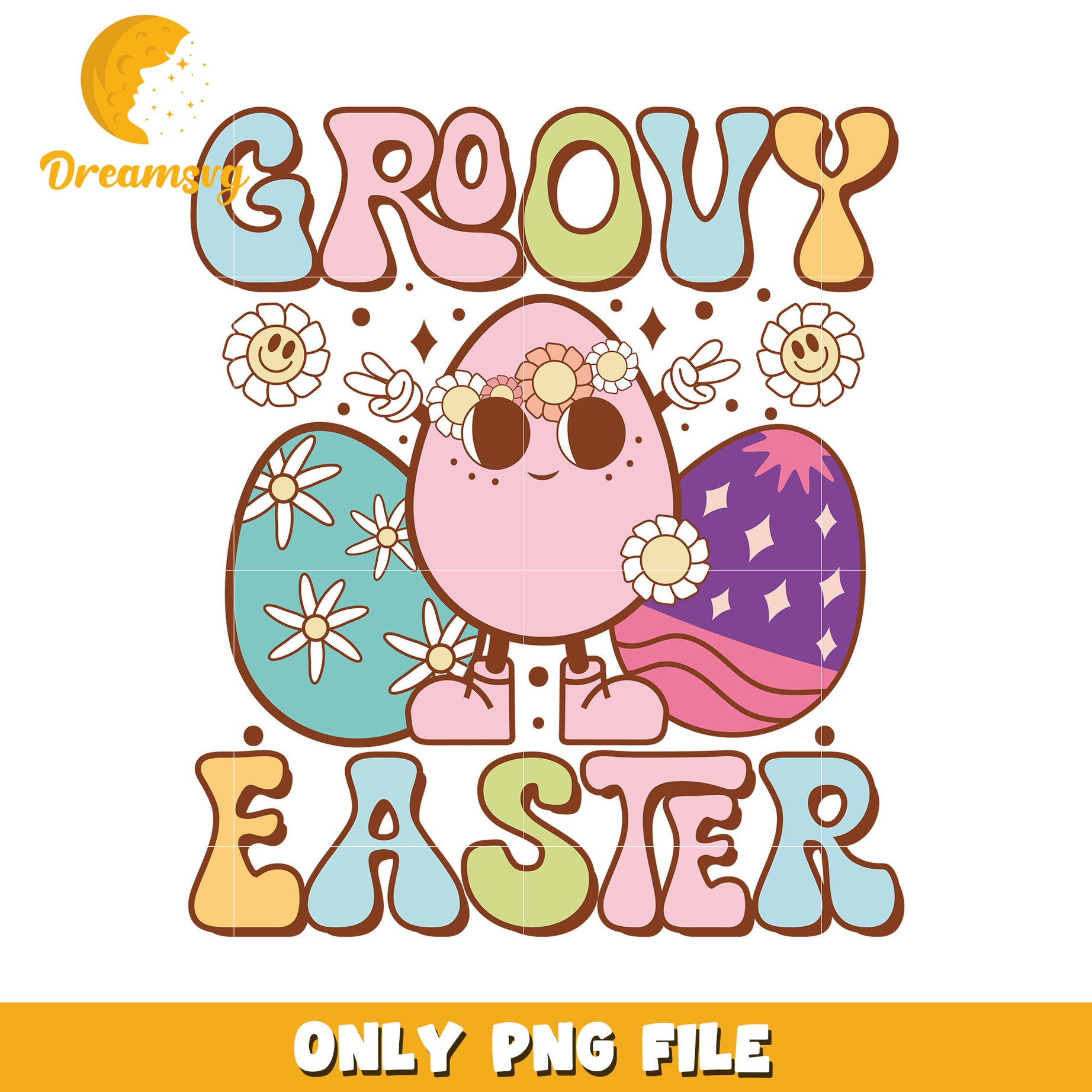 Groovy Easter Egg Design for Fun Spring Celebrations PNG