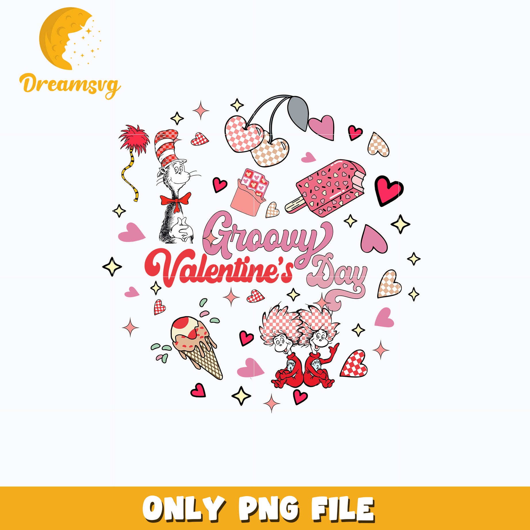 Dr seuss groovy valentines day png