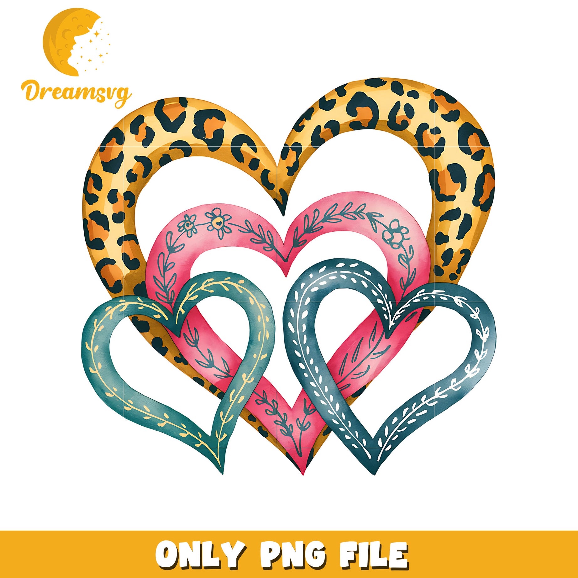 Groovy heart shape pattern design png, heart shape png