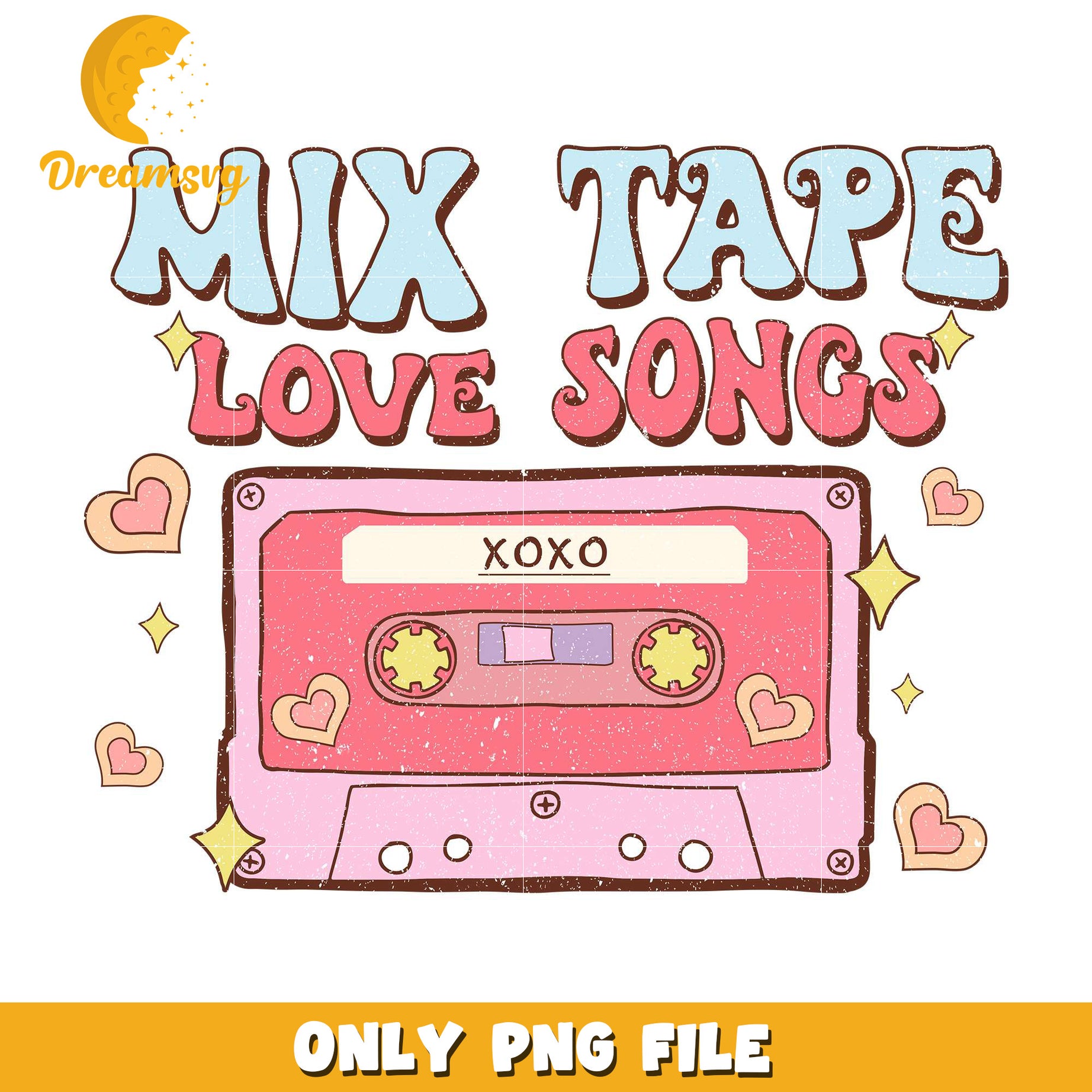 Groovy retro casette mix tapes love songs png, valentine songs png