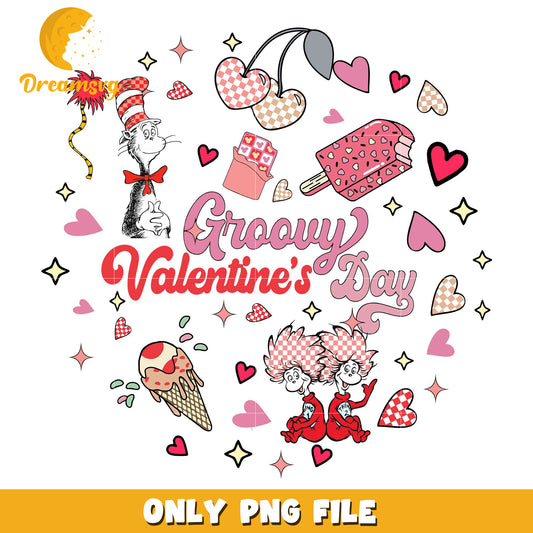 Groovy valentine's day dr.seuss png, dr.seuss characters png