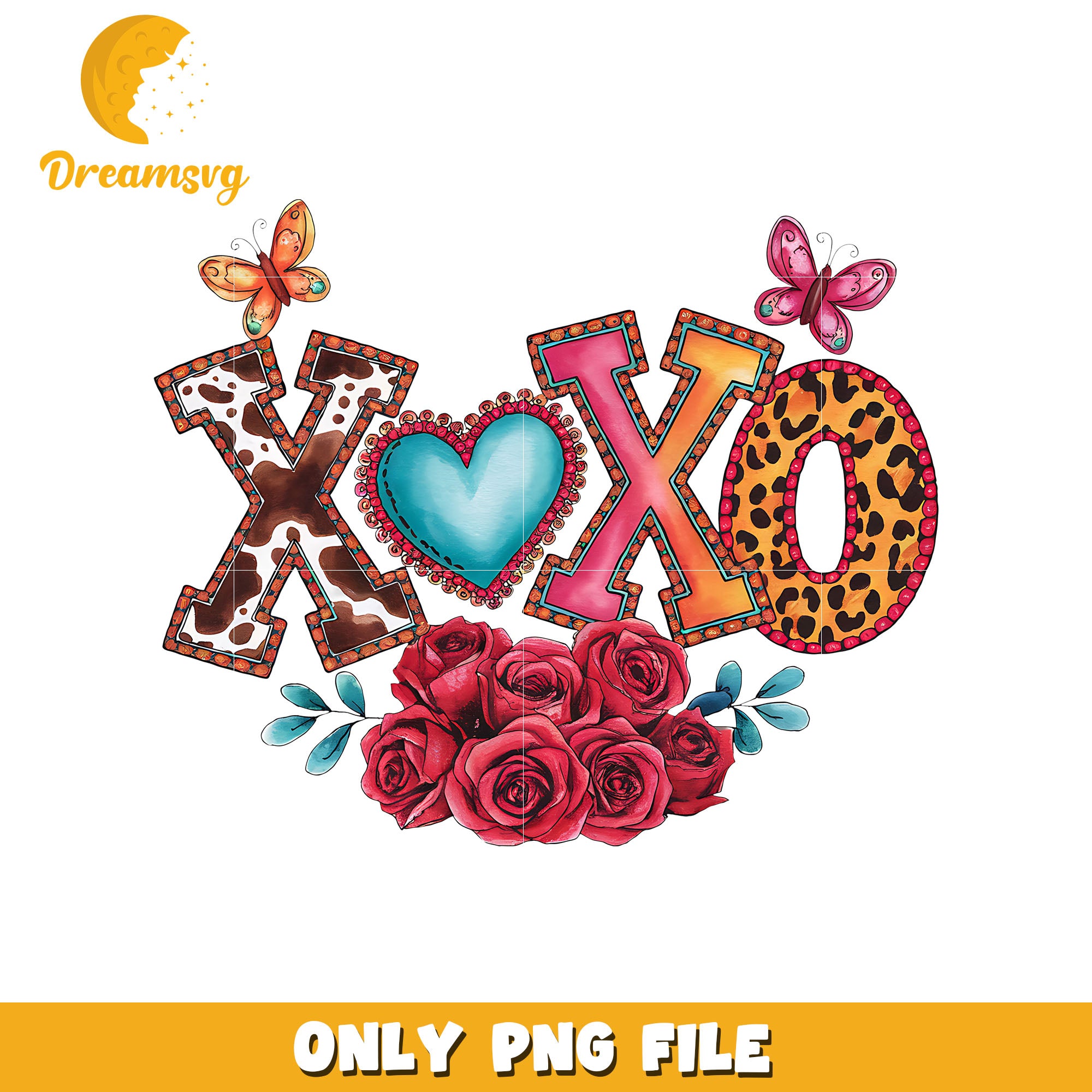 Groovy vintage xoxo valentine png, xoxo png, valentine day png