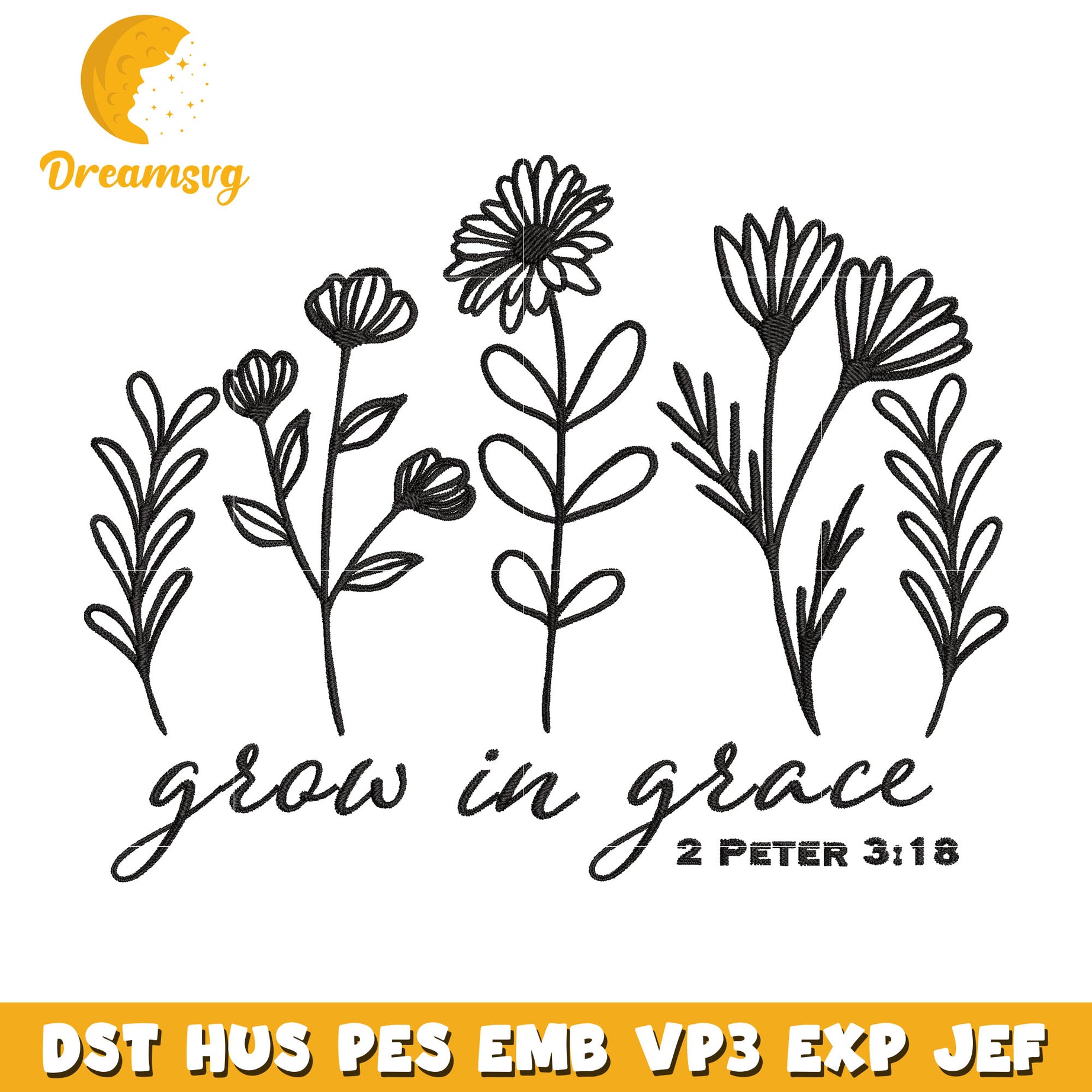 Grow in Grace embroidery design