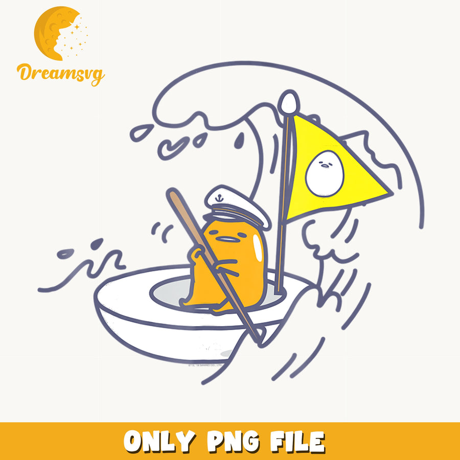 Gudetama Sailor Captain PNG, Sanrio Lazy Egg Rowing, Wave PNG