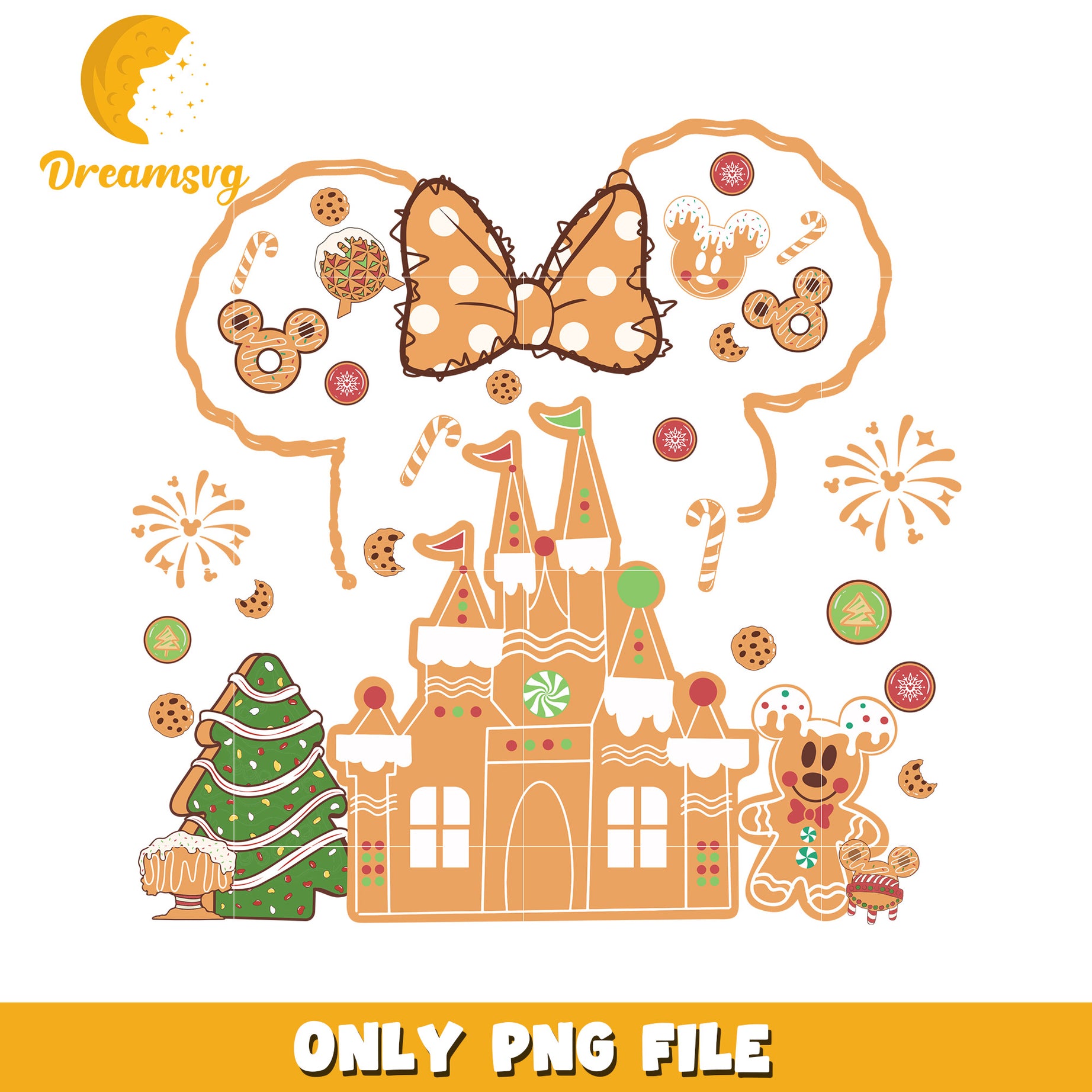Gungerbread castle minnie png, christmas sparkle png, disney winter png
