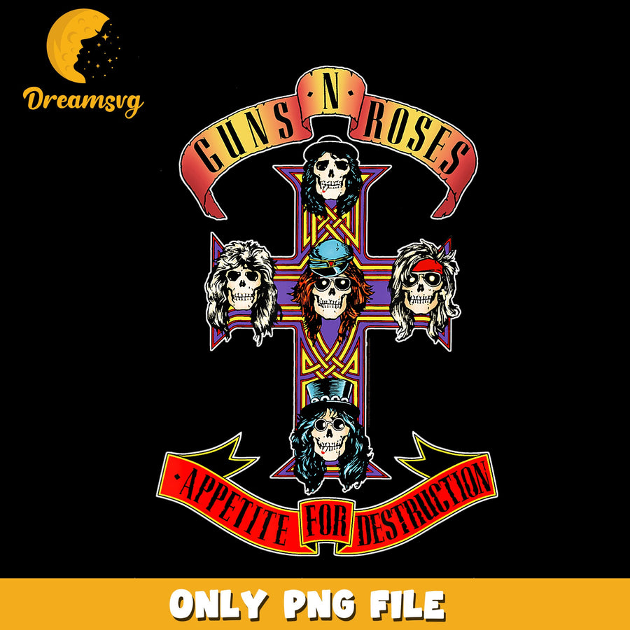 Guns N Roses Appetite For Destruction PNG, Skull Cross, Rock PNG