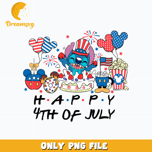 Stitch Happy 4th of july design Png