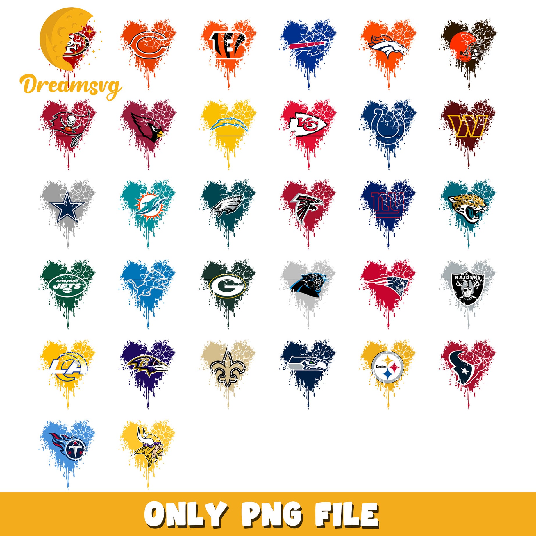 Nfl teams heart retro bundle png, logo nfl team png, nfl png