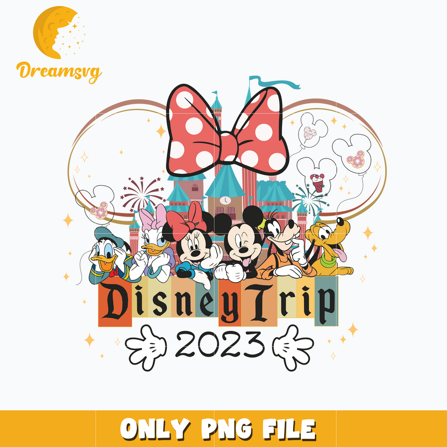 Disney trip 2023 png, minnie head png