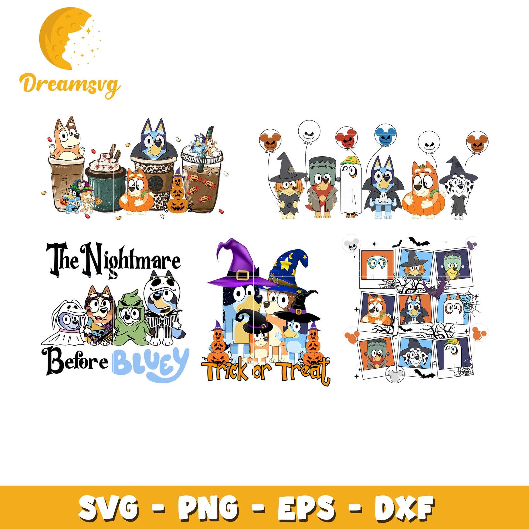 Bluey trick or treat bundle svg, halloween bluey​ svg, bluey svg