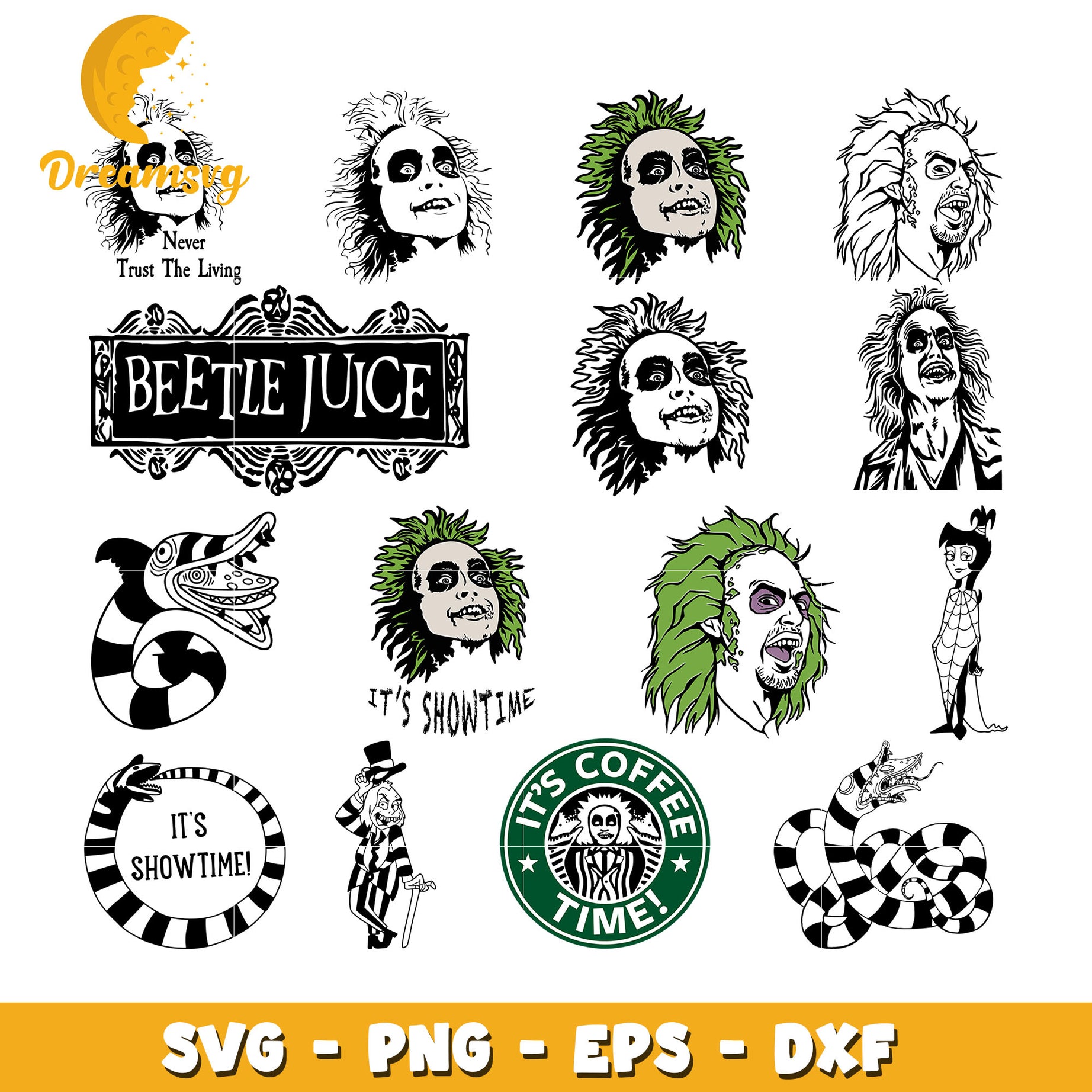 Beetlejuice face design bundle svg, beetlejuice characters​ svg