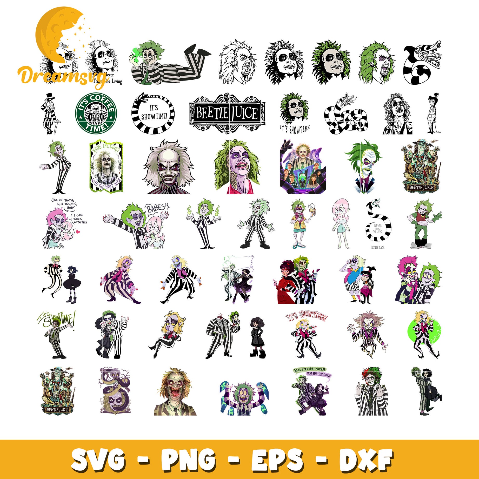 Beetlejuice character chibi design bundle svg, beetlejuice cartoon​ svg