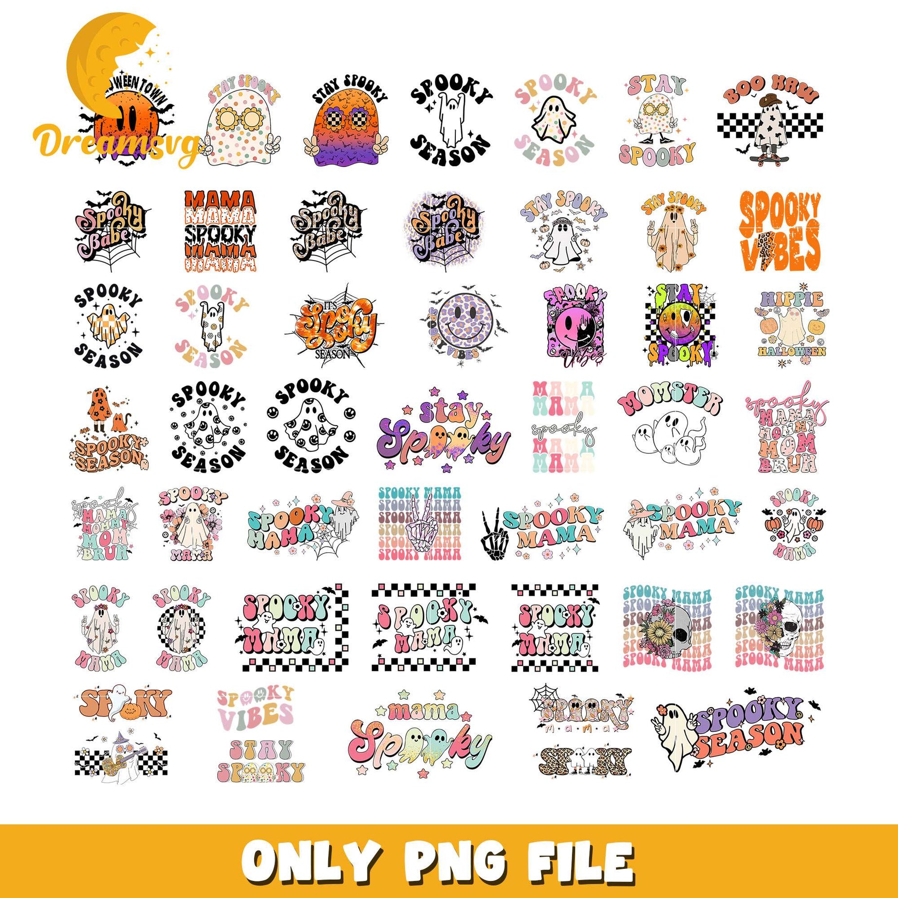 Halloween ghost stay spooky bundle png, halloween ghost​ png