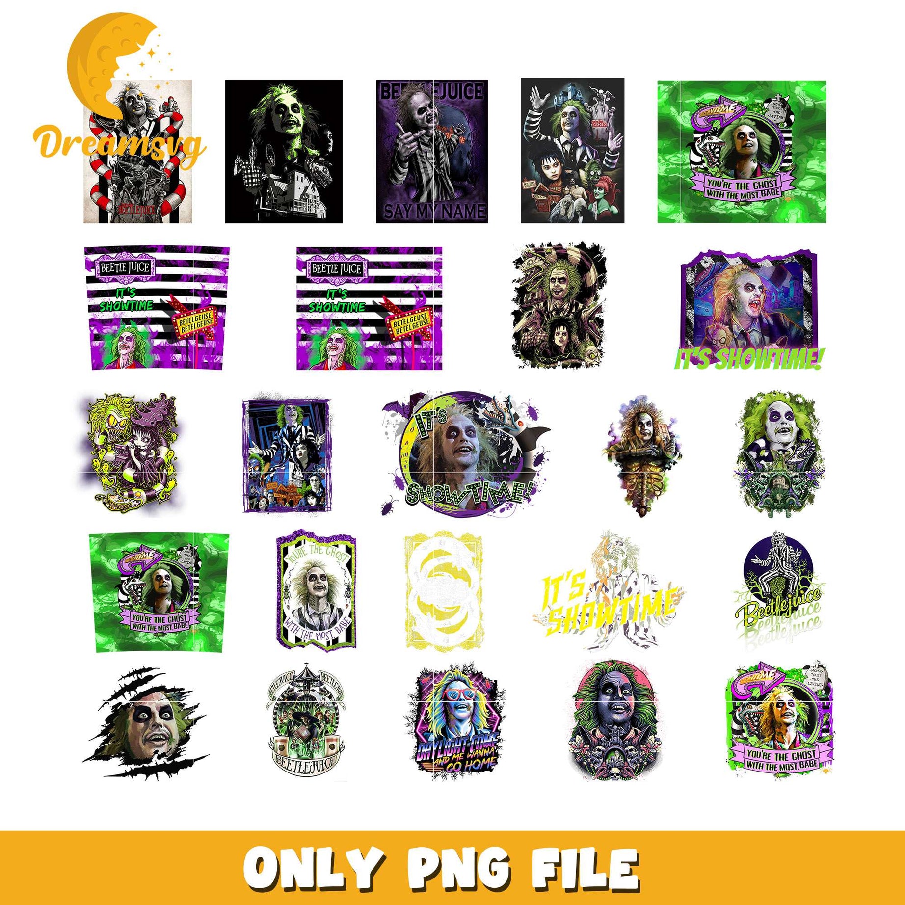 Beetlejuice cartoon design bundle png, beetlejuice characters​ png