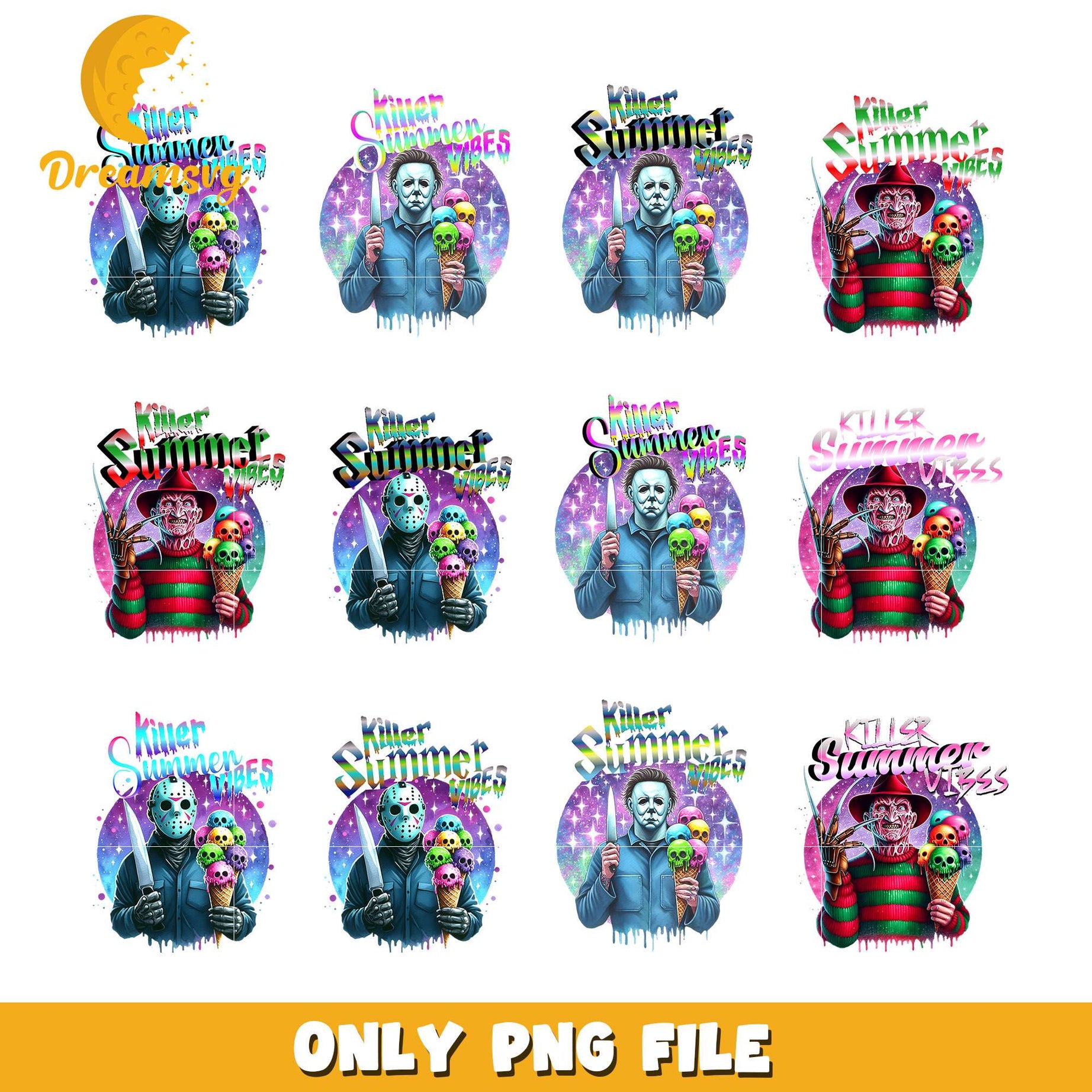 Horror killer summers design bundle png, horror movies​ png