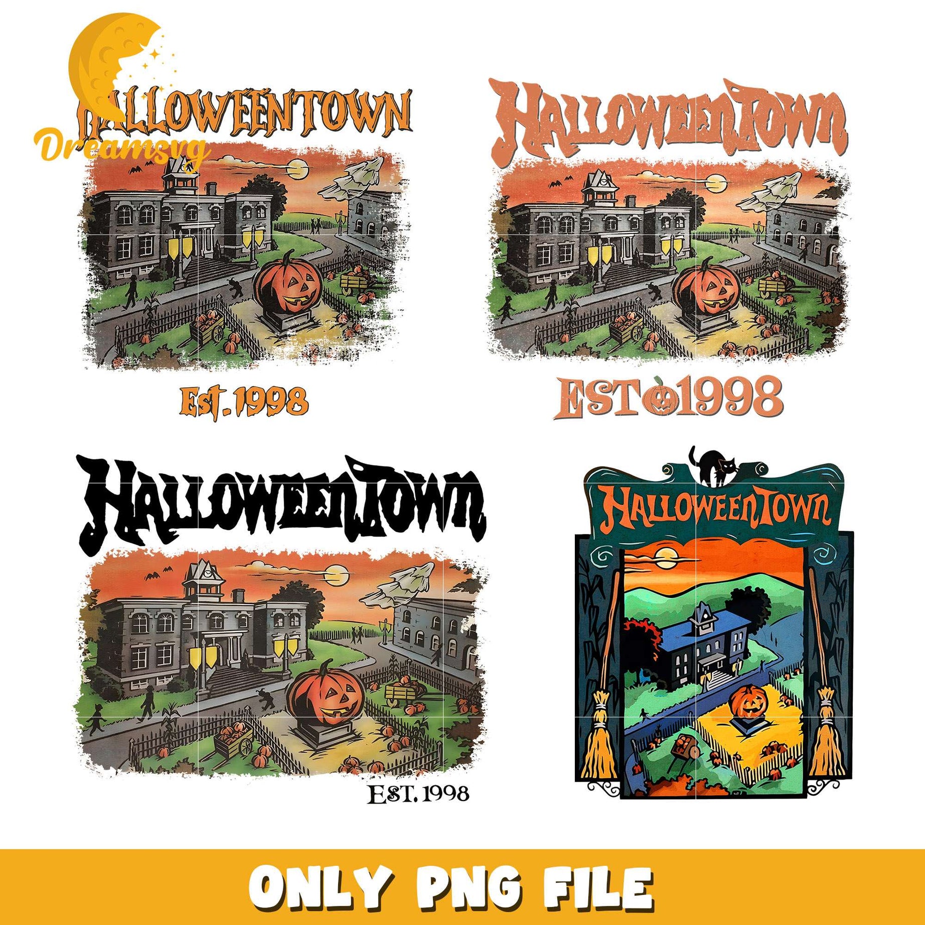 Halloween est 1998 design bundle png, halloween town​ png