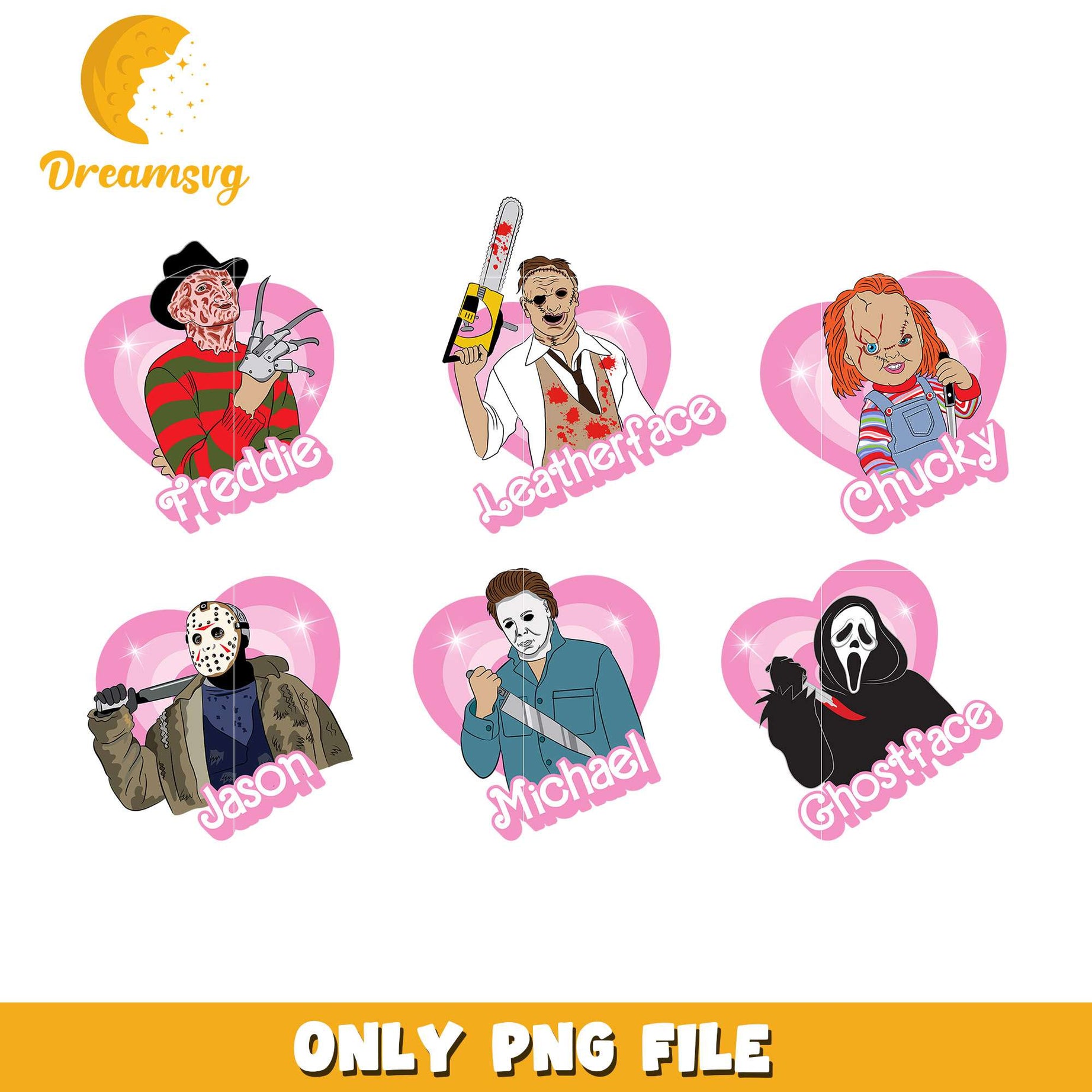 Horror movie logo barbie bundle design png, horror movies characters​ png