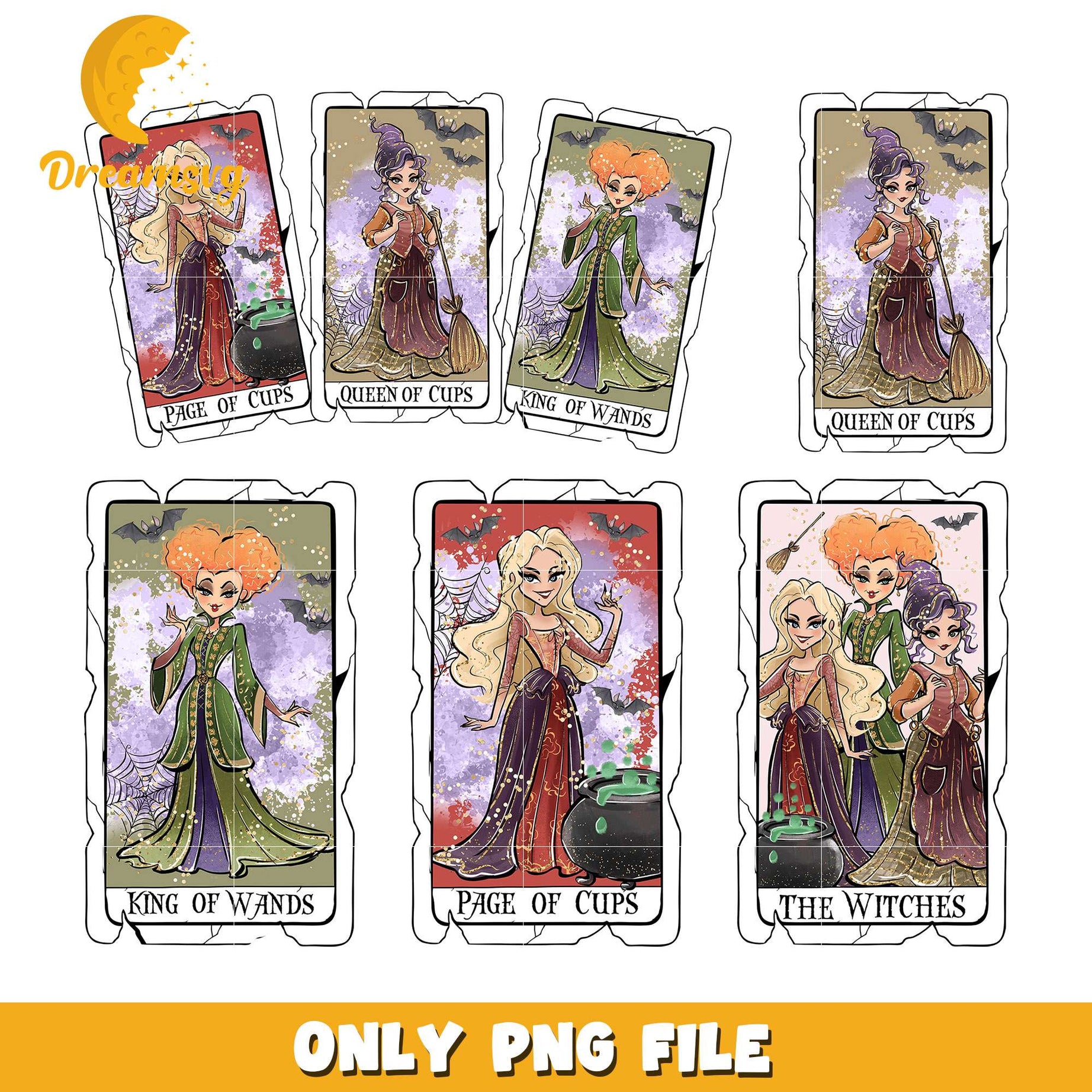 Hocus pocus tarot card bundle design png, hocus pocus​ png