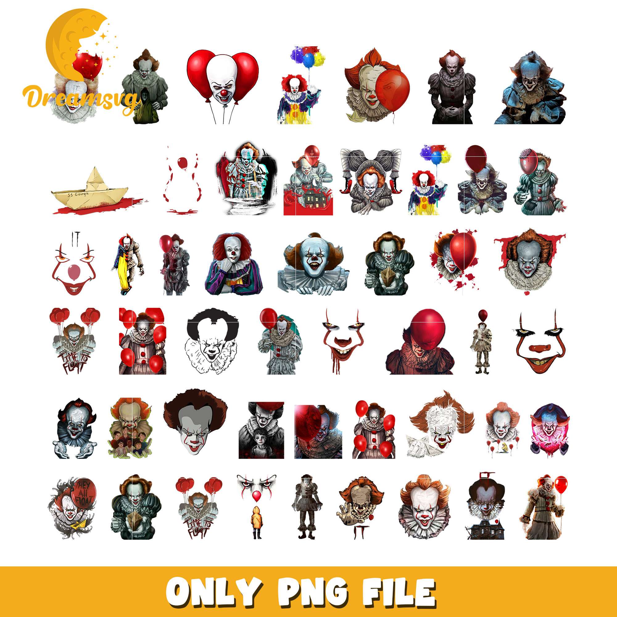 Pennywise horror halloween bundle design png, pennywise movie​ png