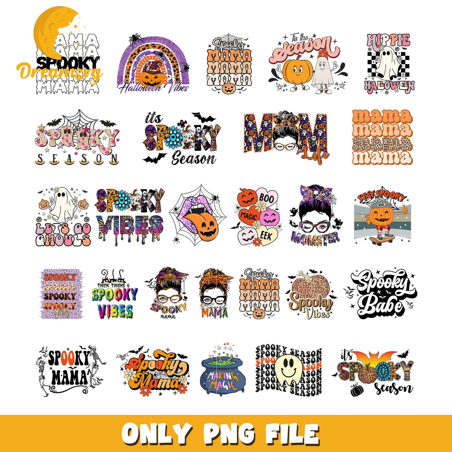 Tis the season halloween bundle design png, halloween spooky​ png