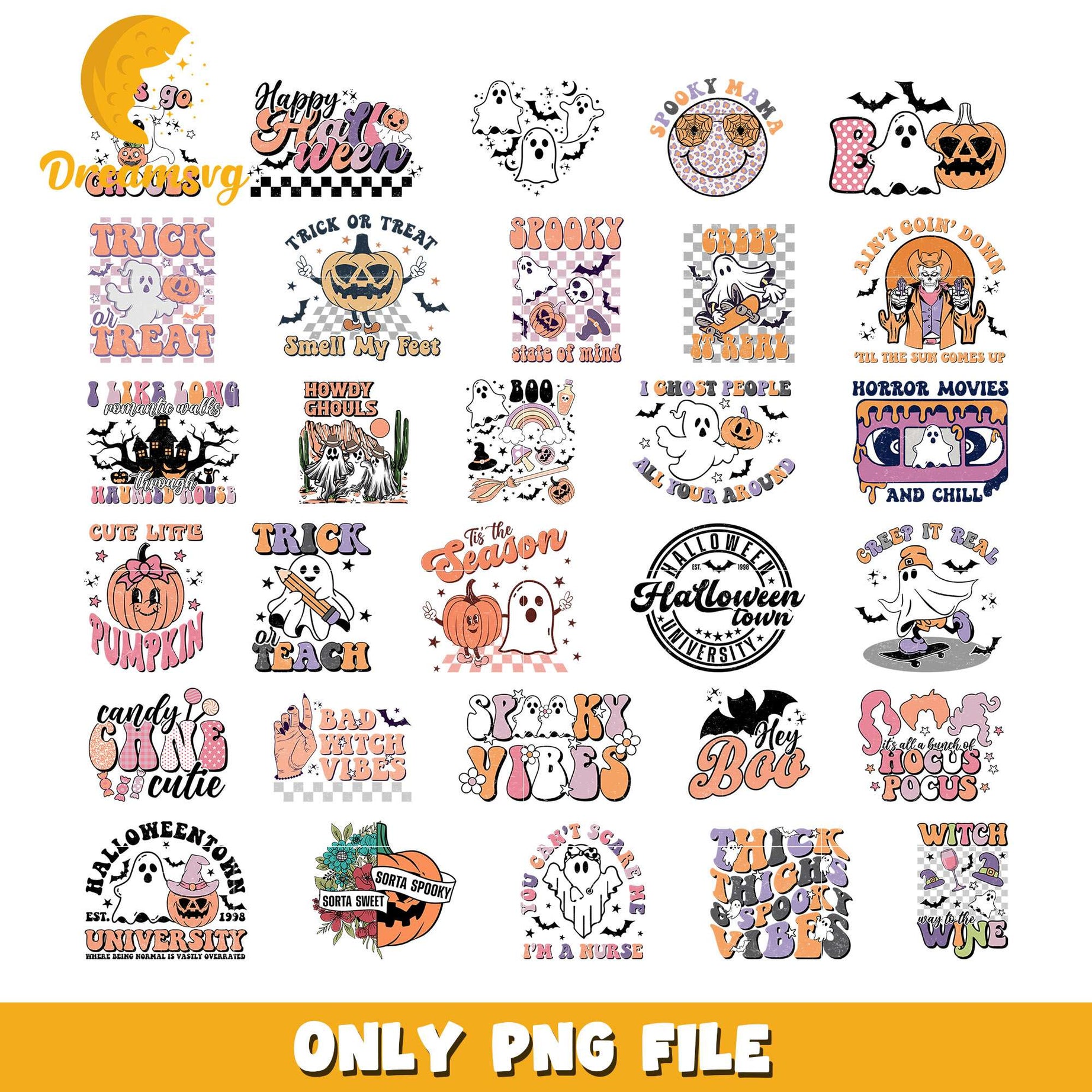 Cute little pumpkin halloween bundle png, trick or treat​ png