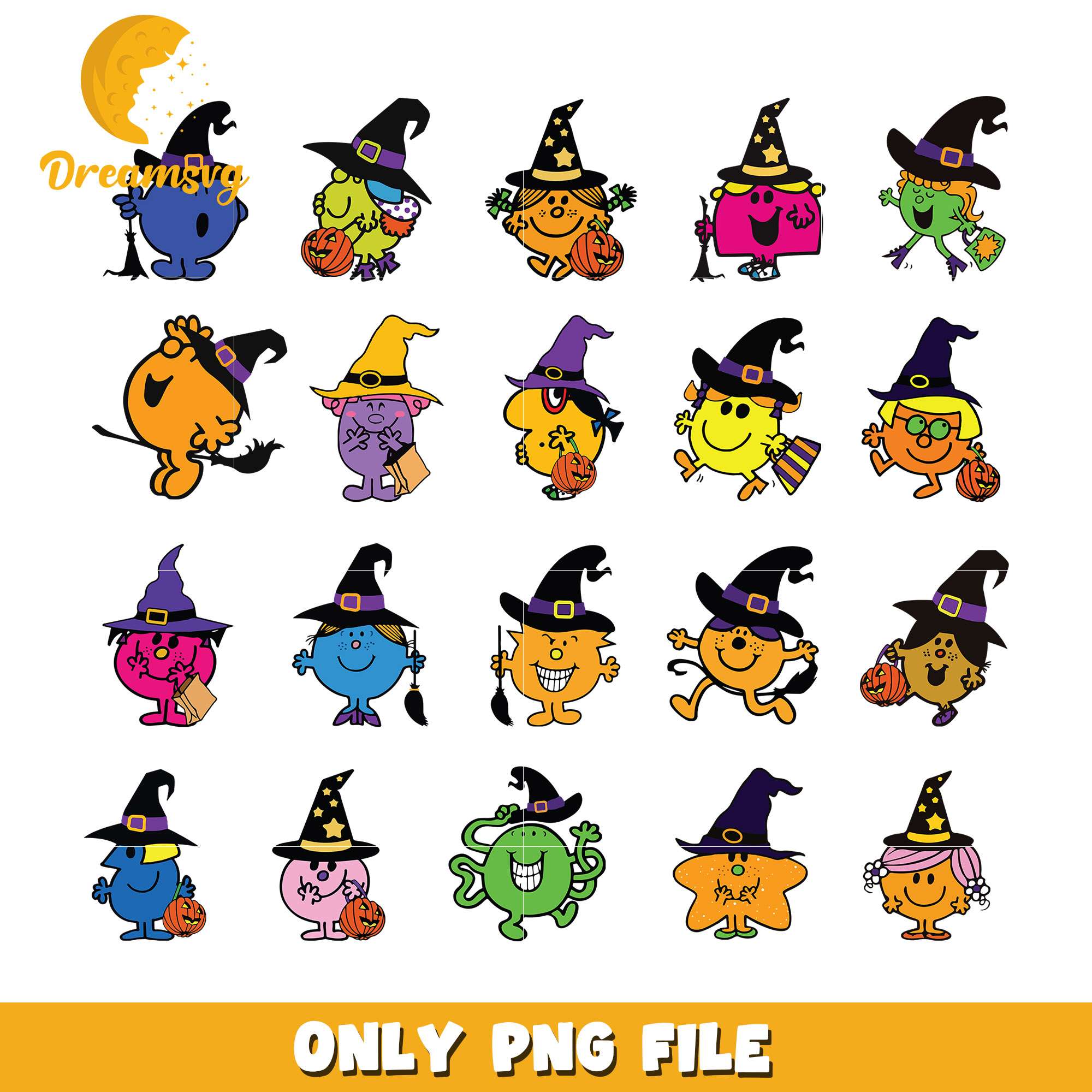 Little miss witch halloween bundle png, little miss halloween​ png