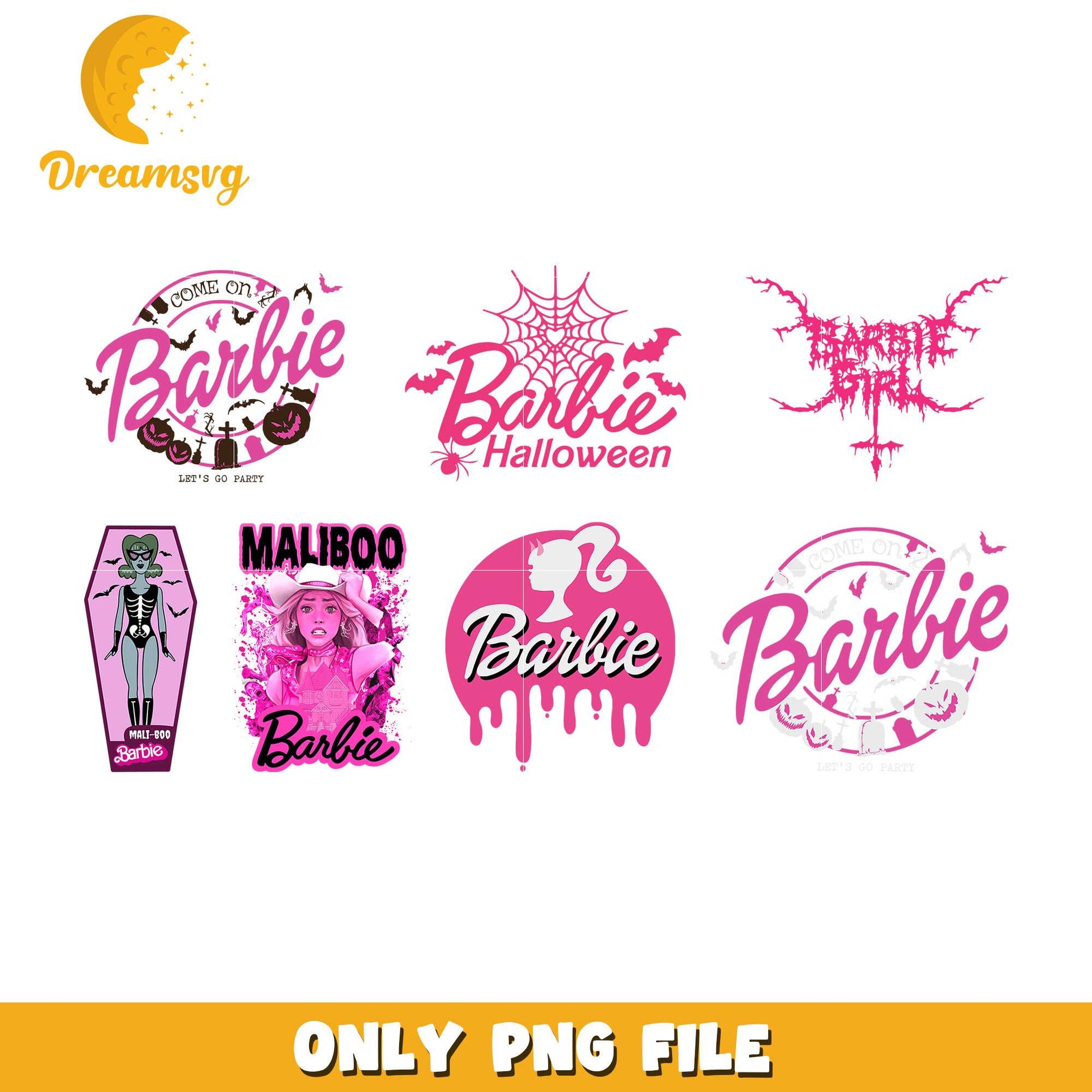 Barbie logo halloween design bundle png, halloween barbie​ png