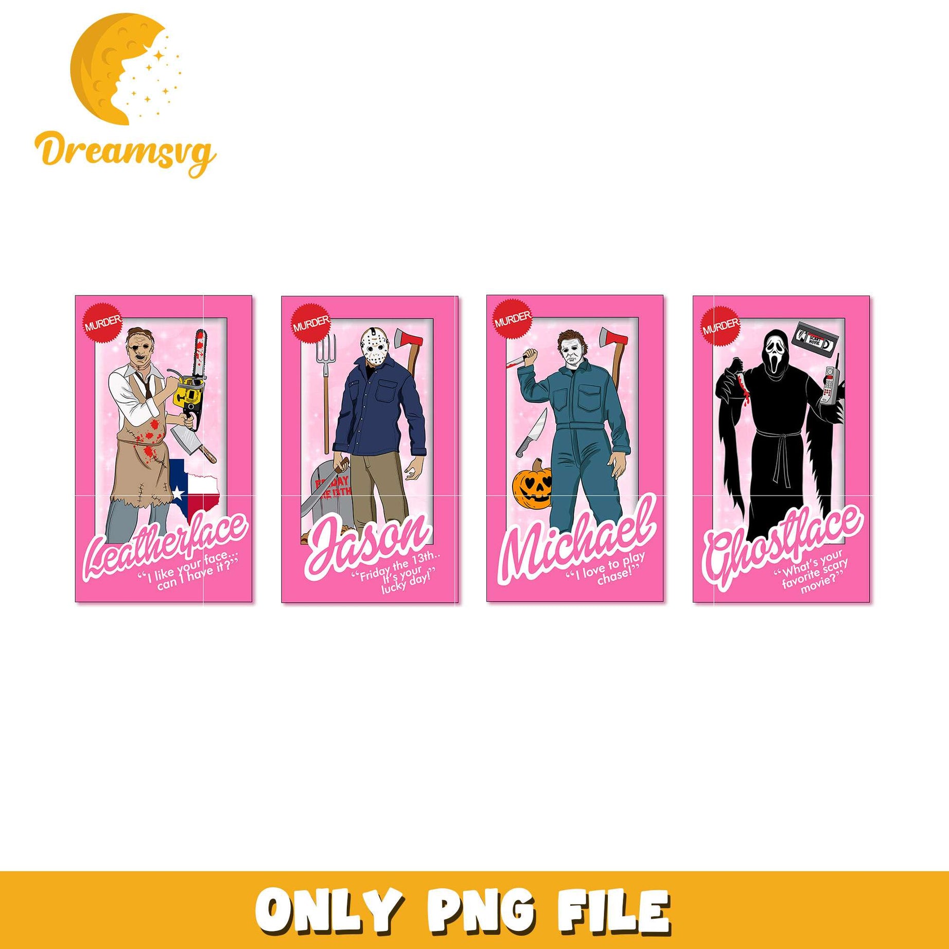 Horror barbie card pink bundle png, halloween horror​ png