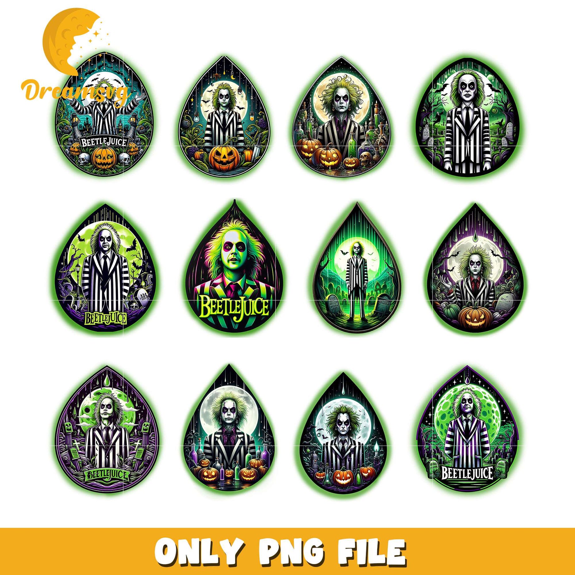 Beetlejuice water drops design bundle png, beetlejuice movie​ png