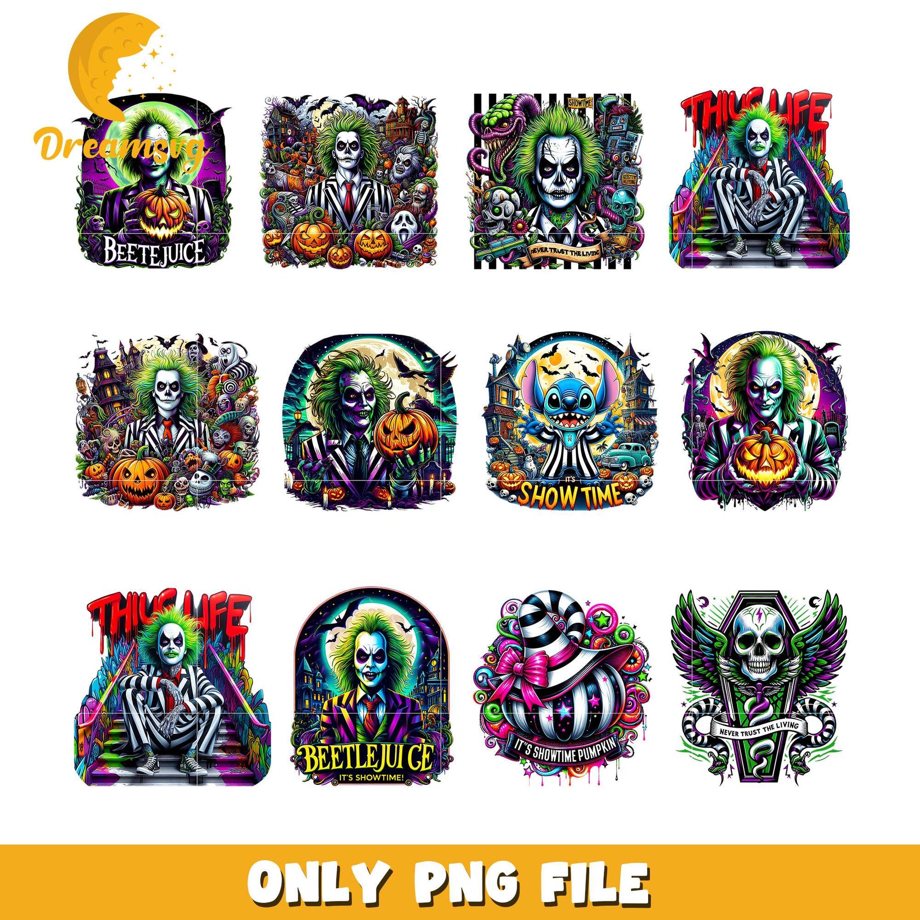 Beetlejuice halloween design bundle png, beetlejuice cartoon​ png