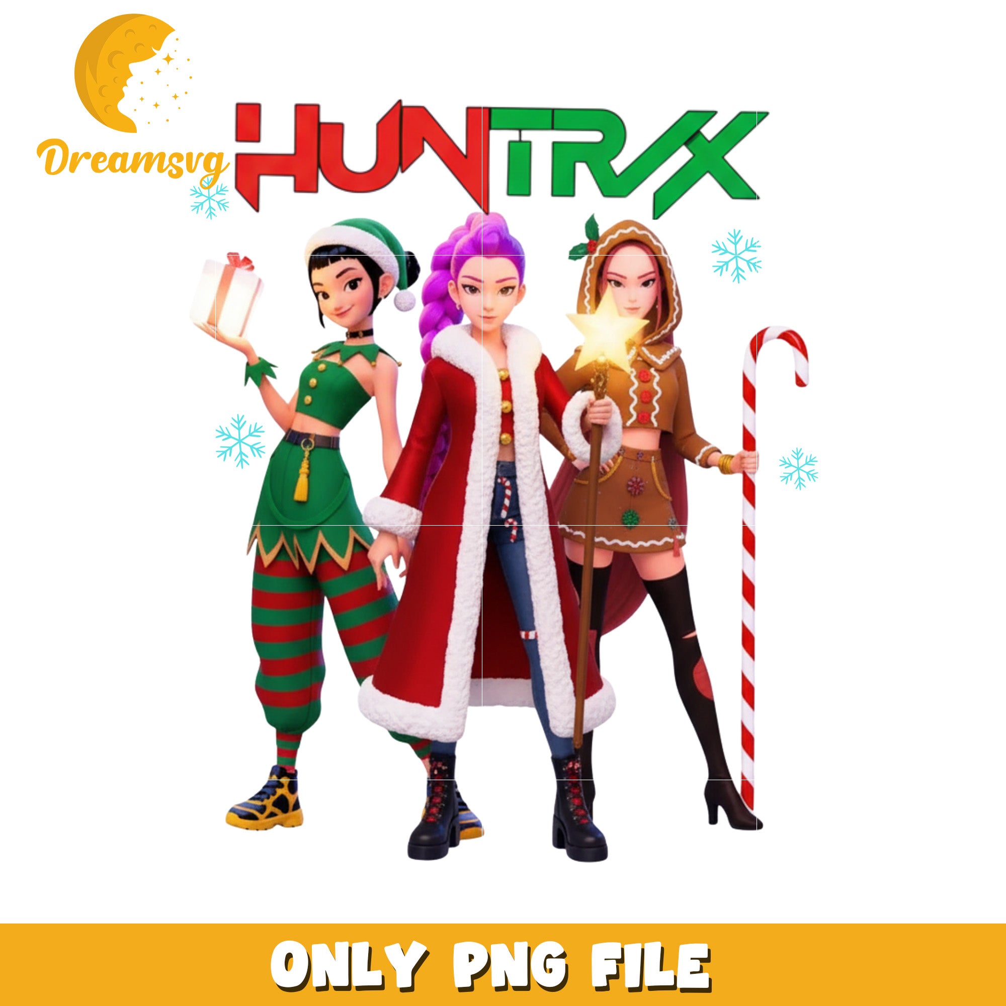 HUntrix demon hunter png, kpop huntrix png, white christmas png