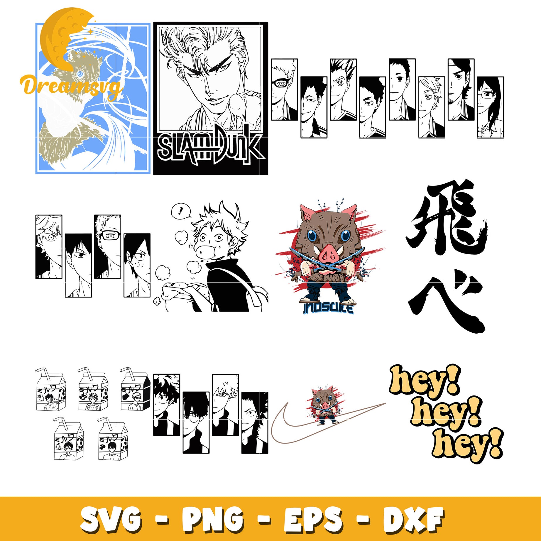 Haikyuu characters design bundle svg, popular animes svg