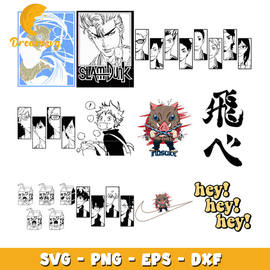 Haikyuu characters design bundle svg, popular animes svg