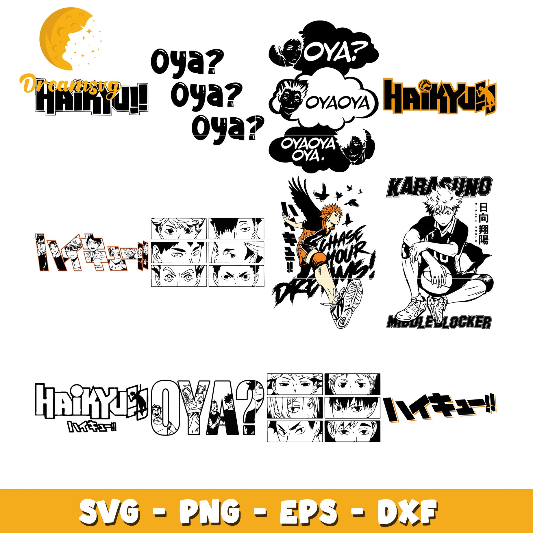 Haikyuu oya anime design bundle svg, shoyo hinata haikyuu​ svg