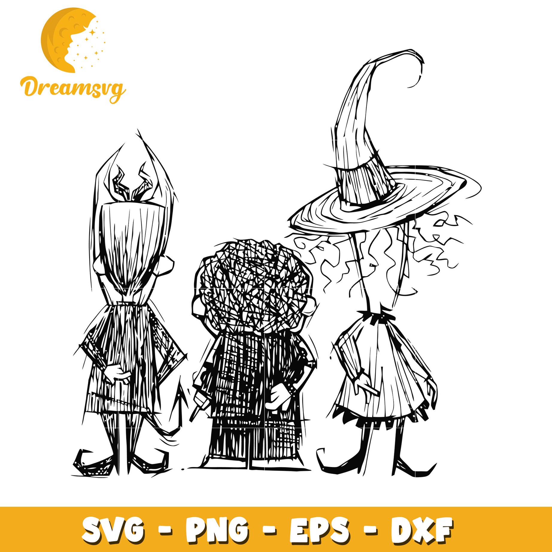 Hallloween friends from the back svg, Halloween characters svg