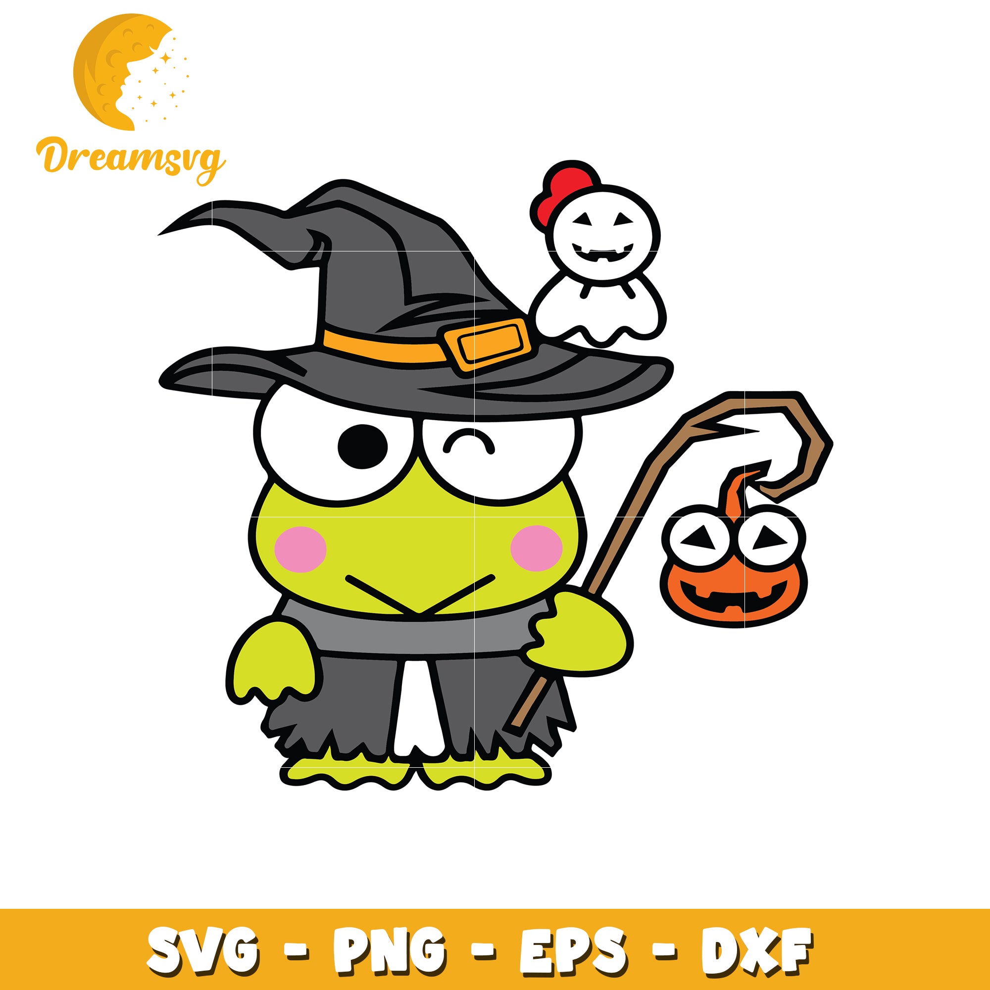 Halloween Frog Witch SVG Cut File