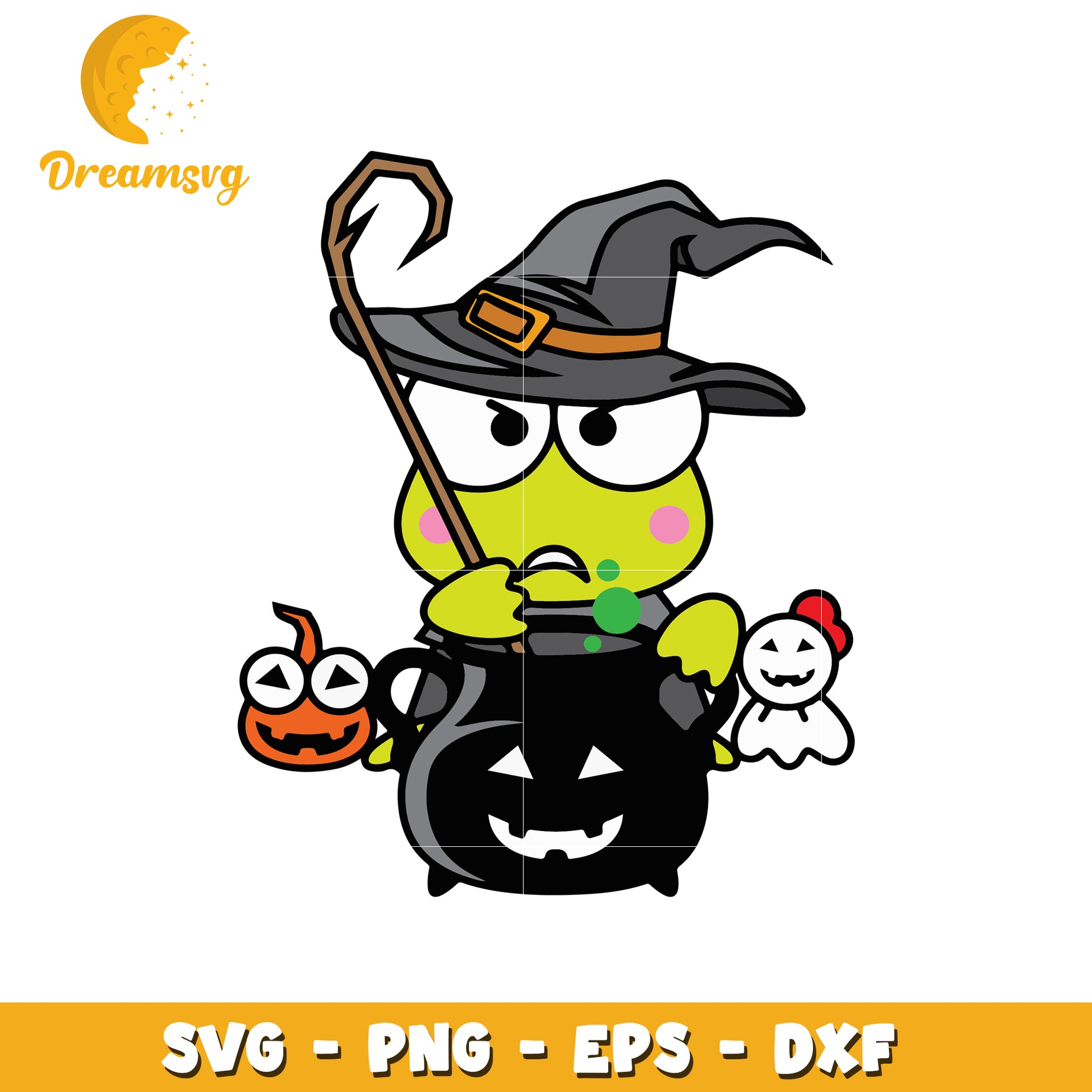 Halloween Frog Witch SVG PNG EPS DXF