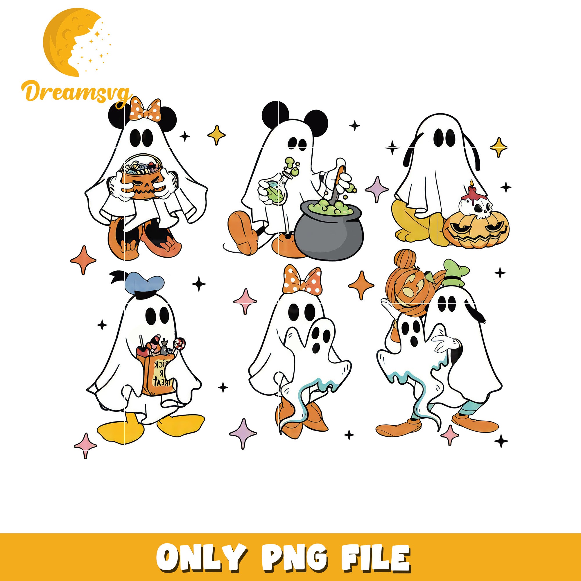 Halloween Ghost Mickey PNG Set