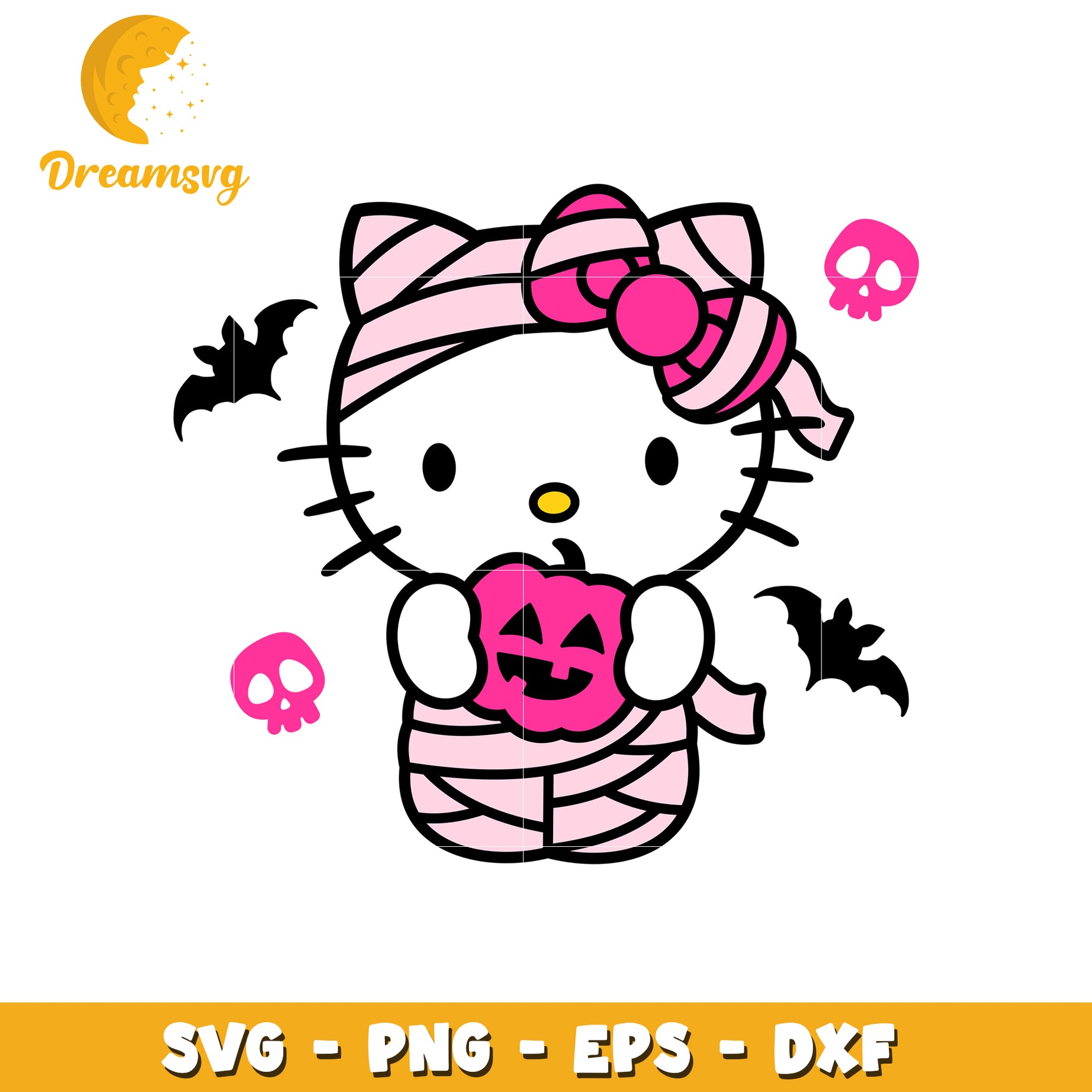 Halloween Hello Kitty Mummy SVG PNG EPS DXF