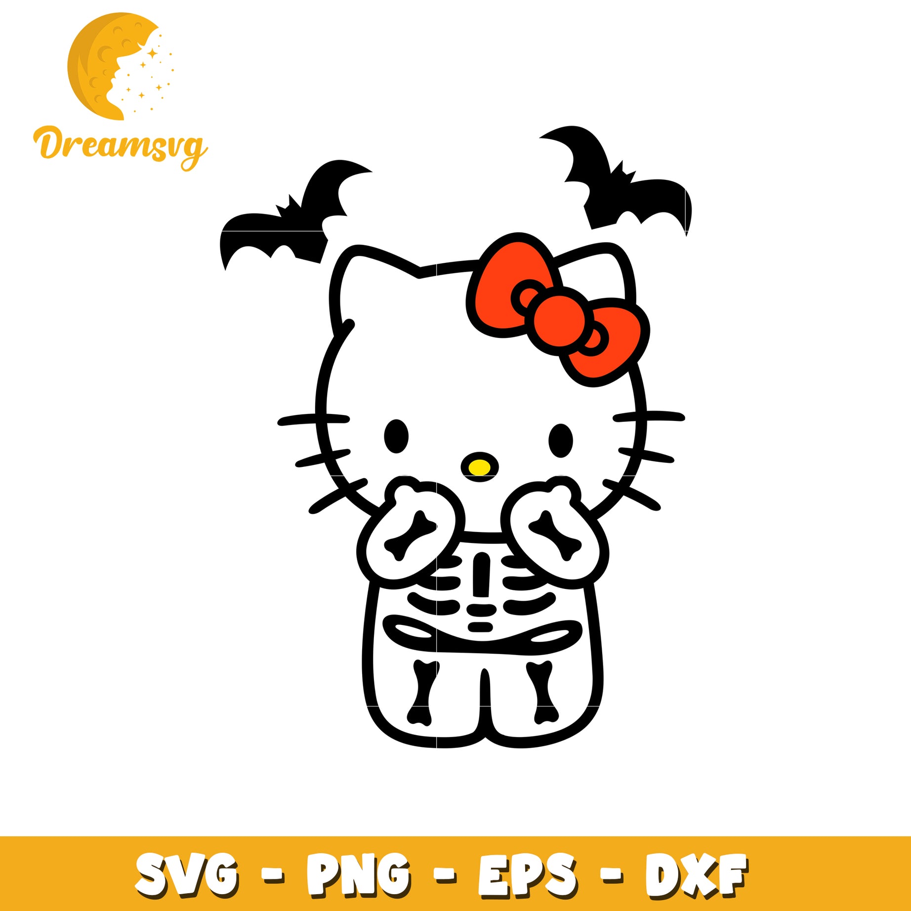Halloween Hello Kitty Skeleton SVG PNG EPS DXF