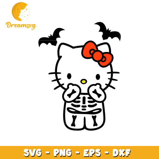 Halloween Hello Kitty Skeleton SVG PNG EPS DXF