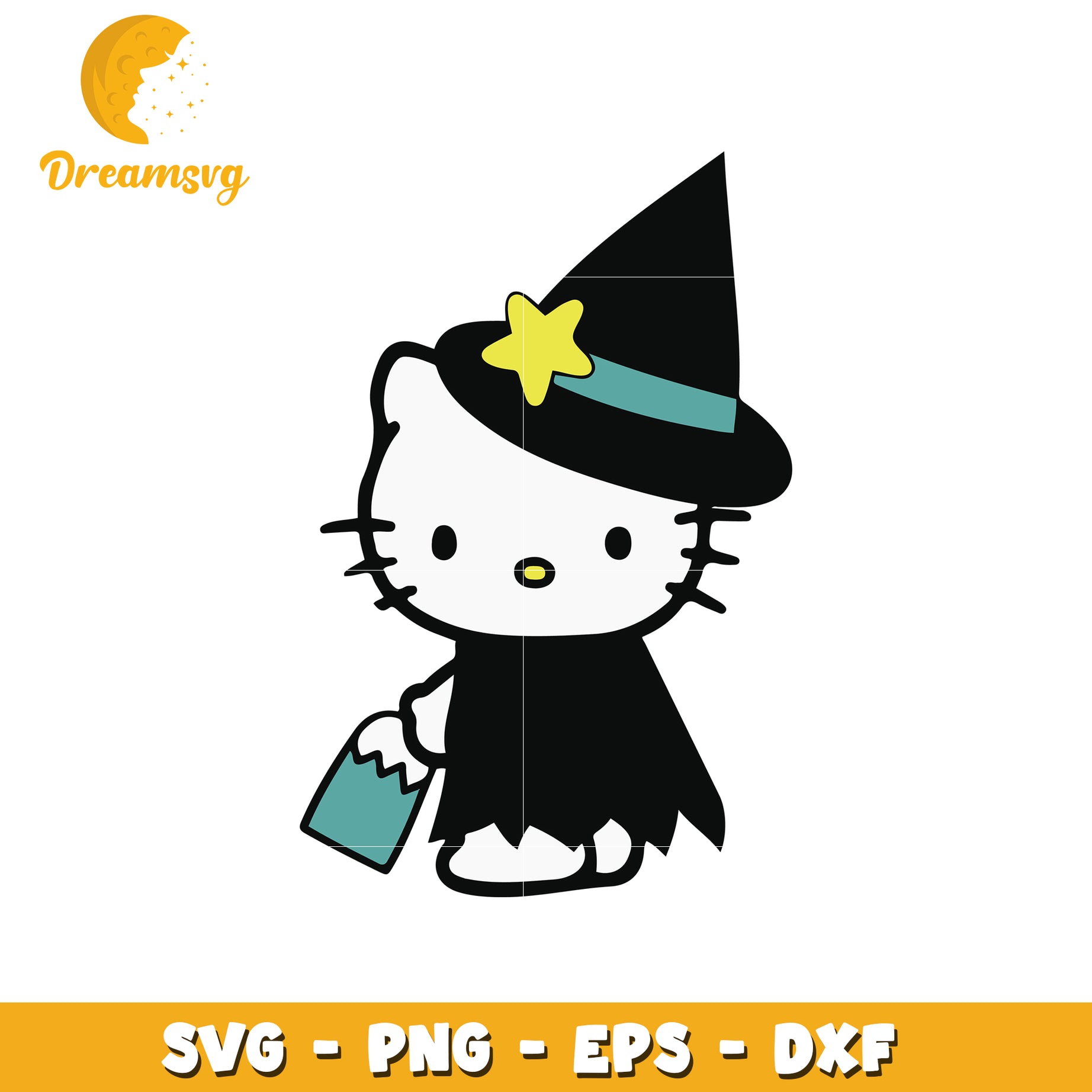 Halloween Hello Kitty Witch SVG Cut File