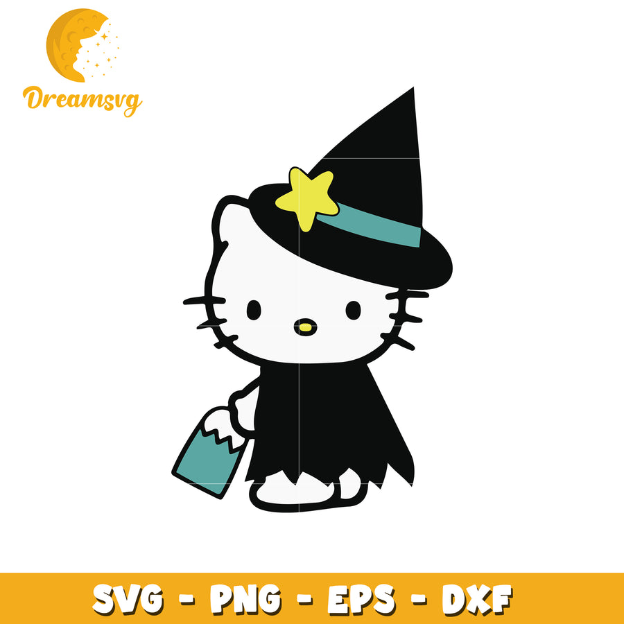Halloween Hello Kitty Witch SVG Cut File