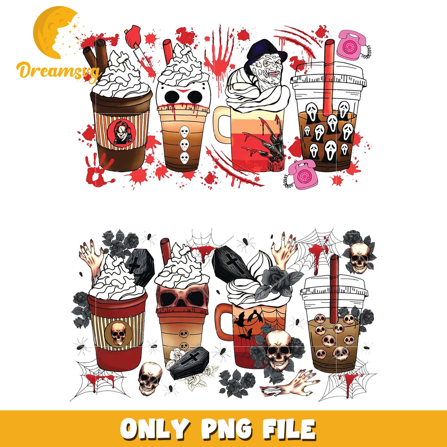 Halloween Horror Movie Lovers TShirt png, spooky halloween​​​​ png, fall season png