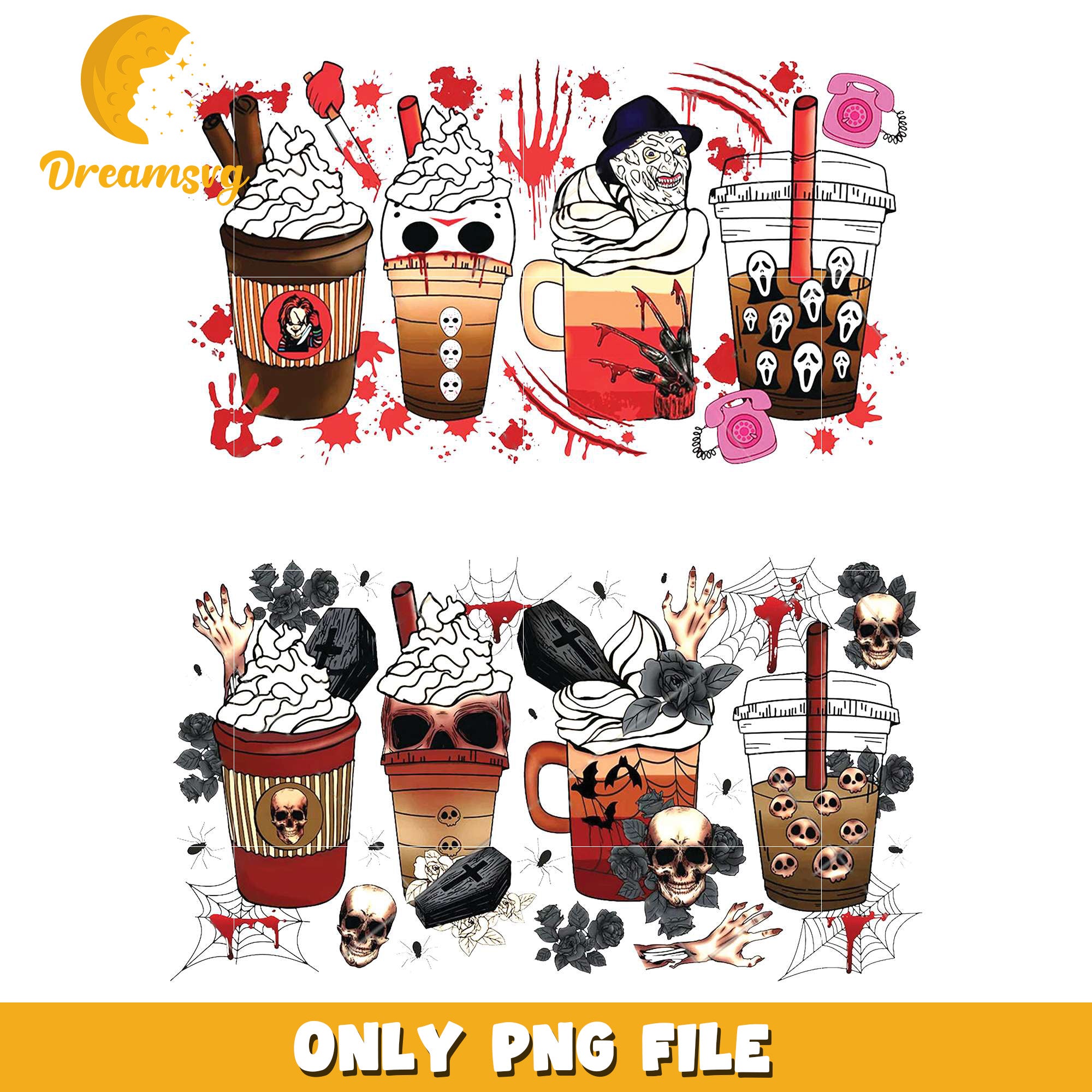 Halloween Horror Movie Lovers TShirt png, spooky halloween​​​​ png, fall season png