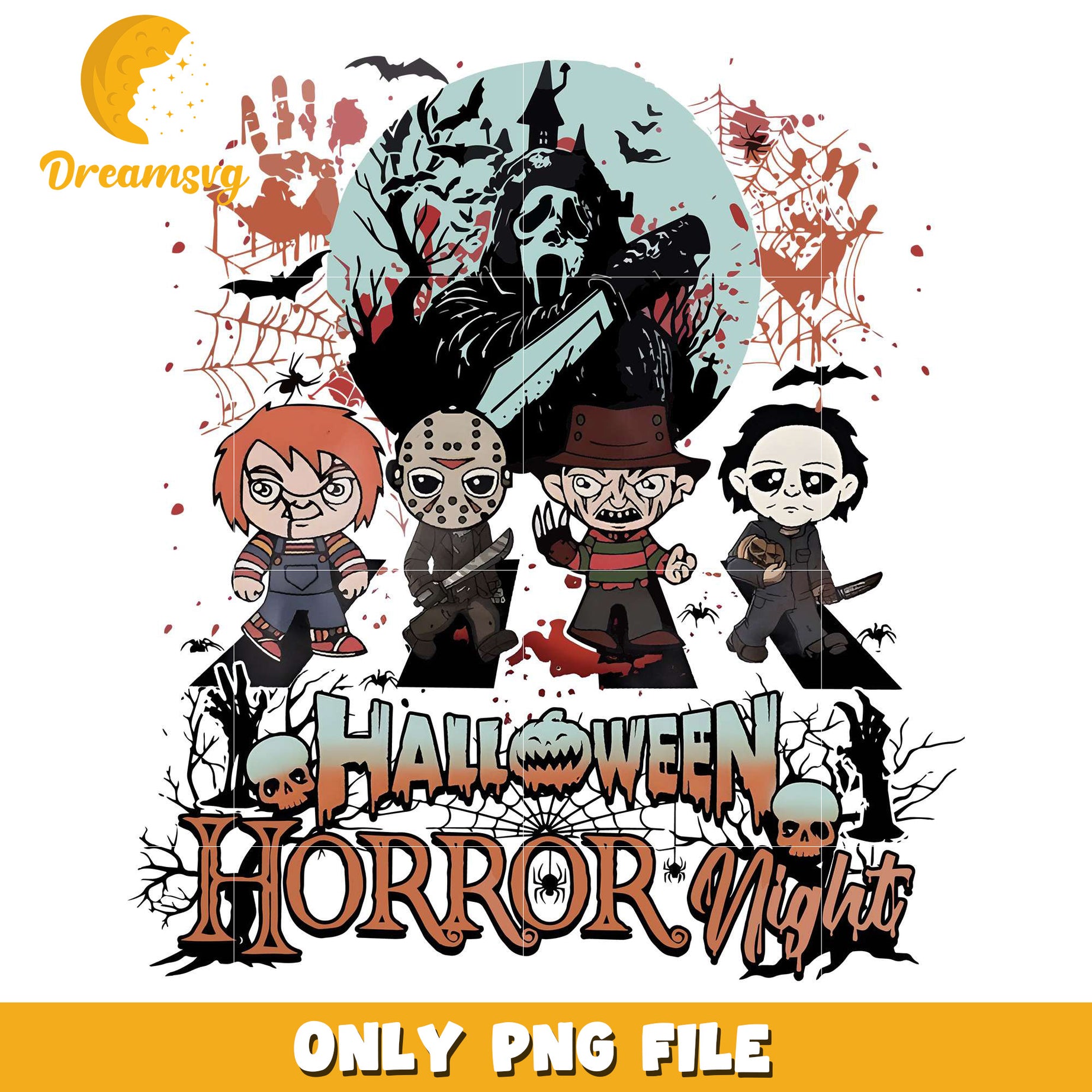 Halloween Horror Nights Scary Movie Characters png, spooky halloween​​​​ png, fall season png