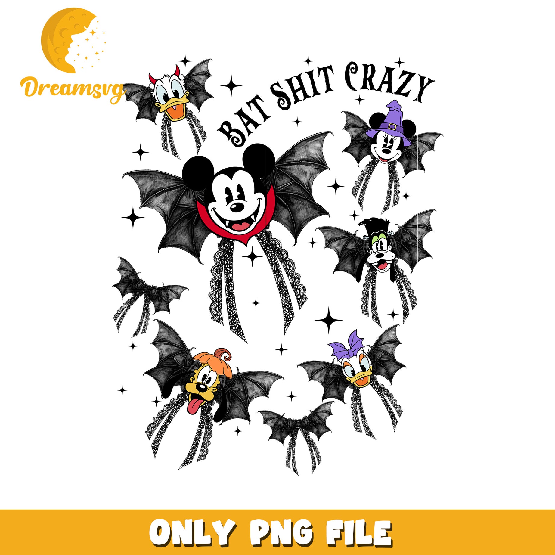 Halloween Mickey Bats PNG Design