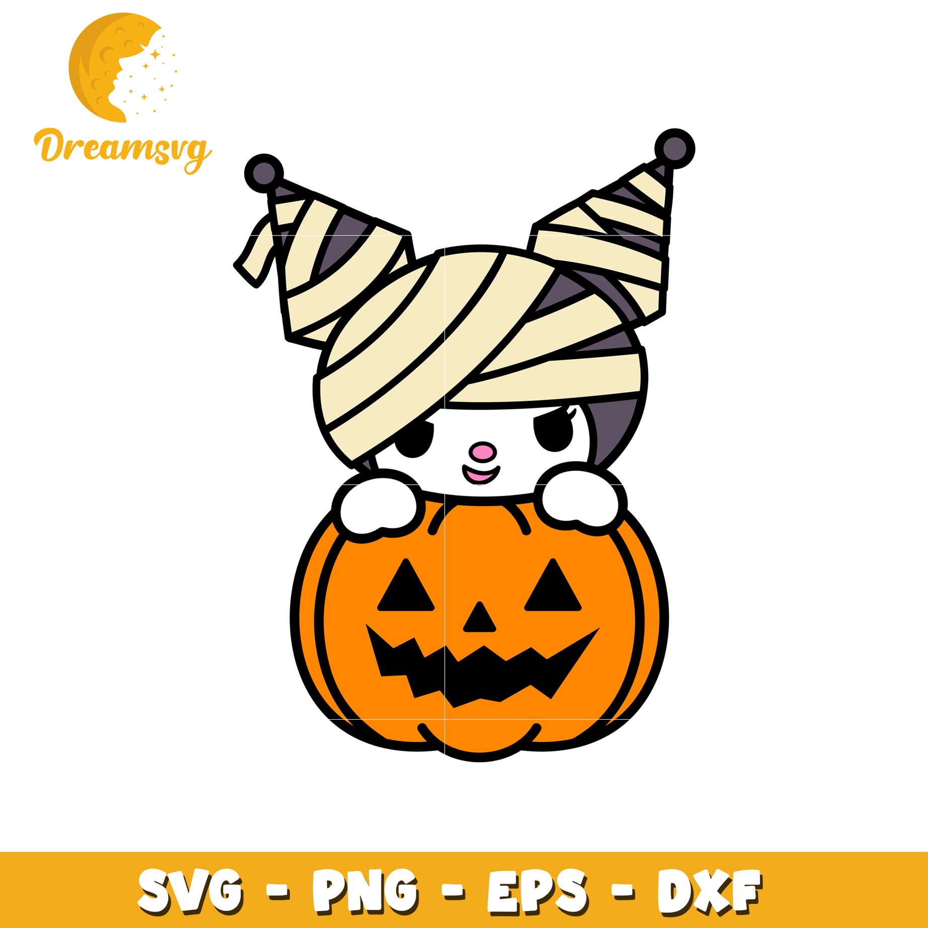 Halloween Mummy Kawaii Pumpkin SVG PNG EPS DXF